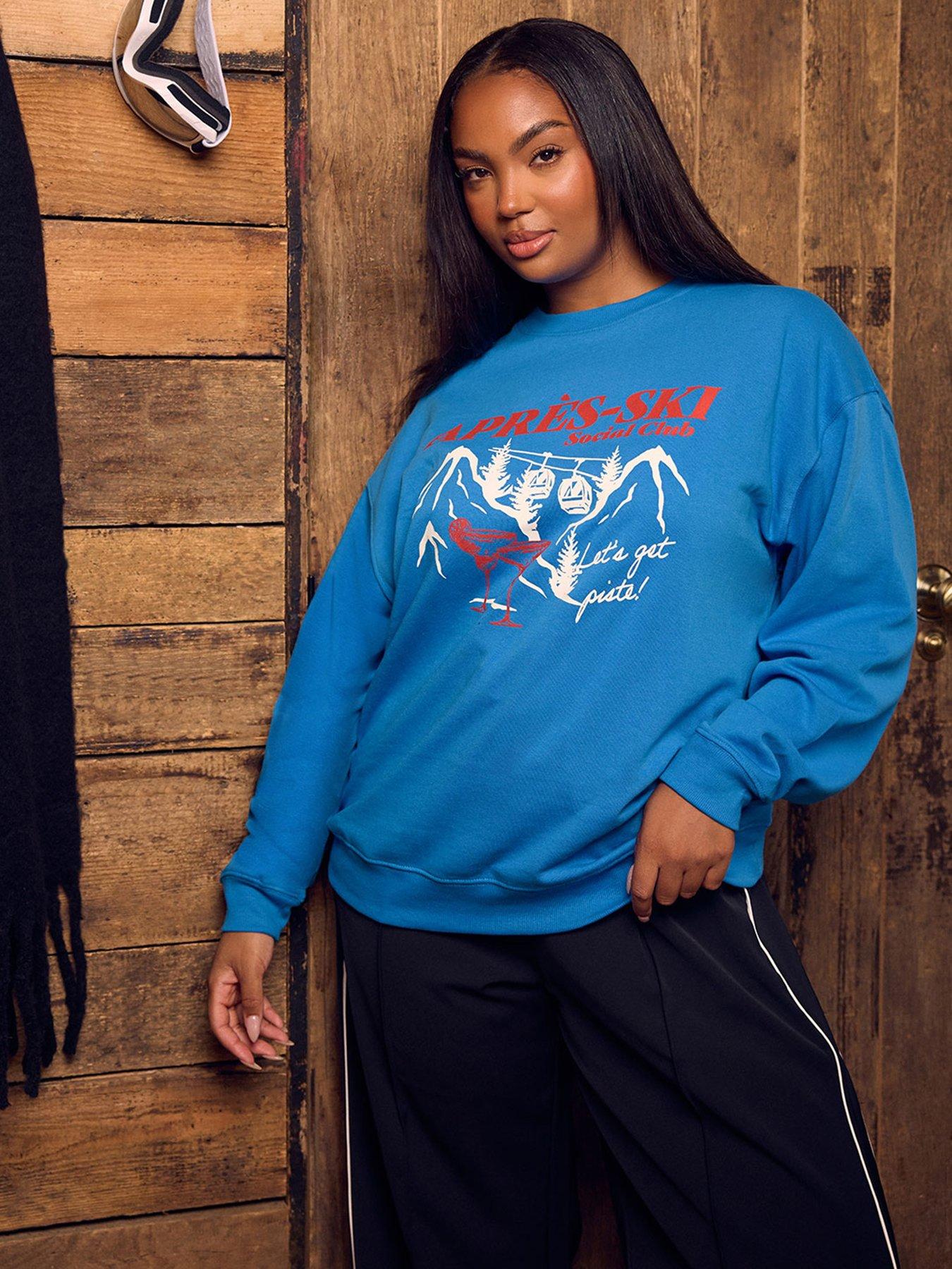 Image 1 of 4 of Yours Curve Apr&egrave;s Ski Sweatshirt - Blue
