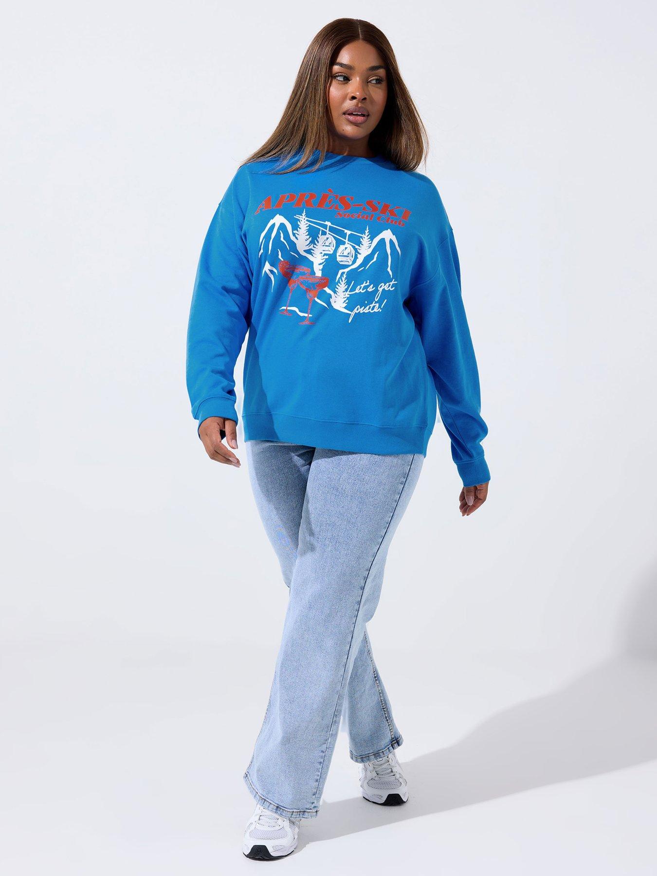 Image 3 of 4 of Yours Curve Apr&egrave;s Ski Sweatshirt - Blue