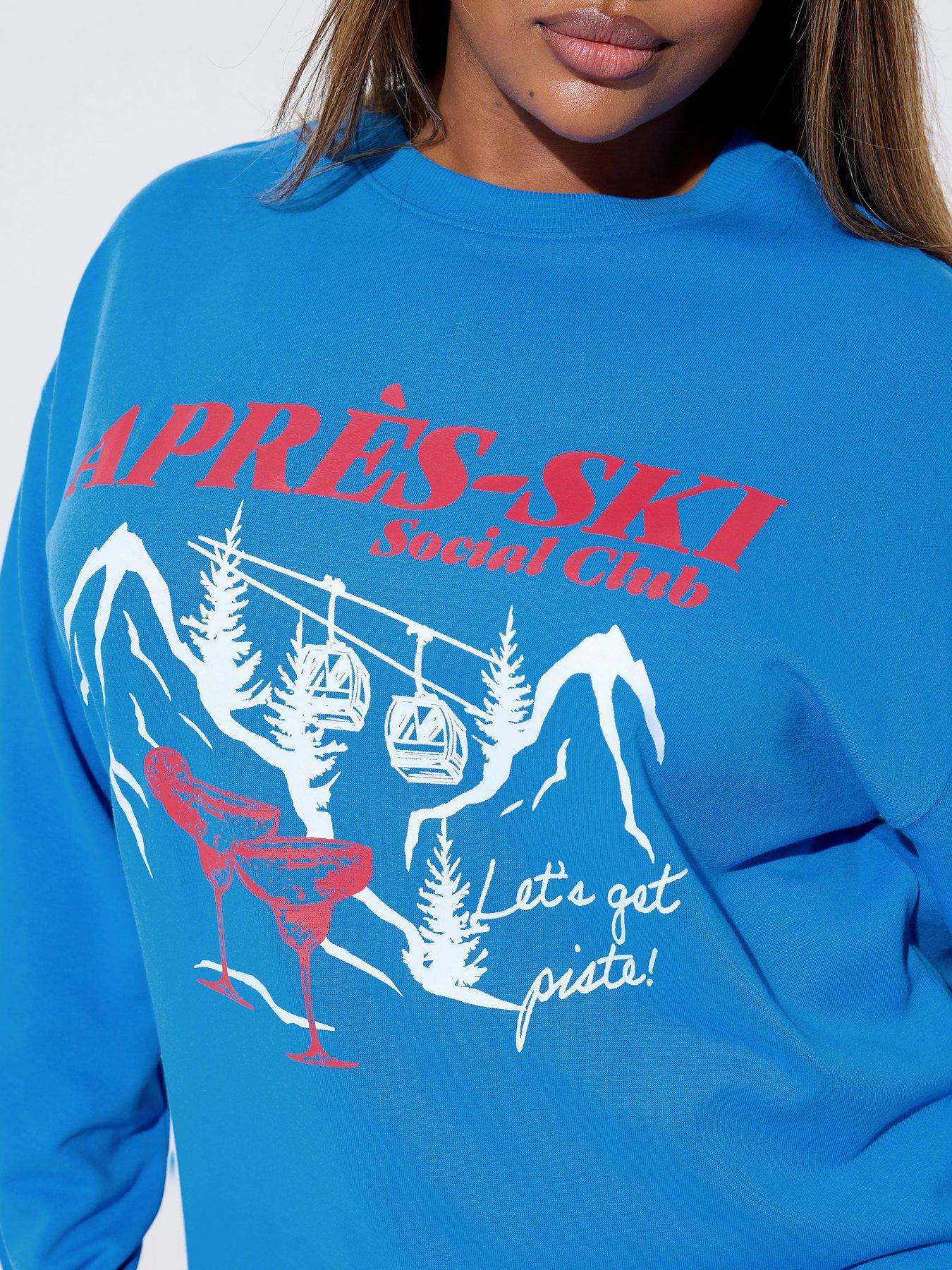 Image 4 of 4 of Yours Curve Apr&egrave;s Ski Sweatshirt - Blue