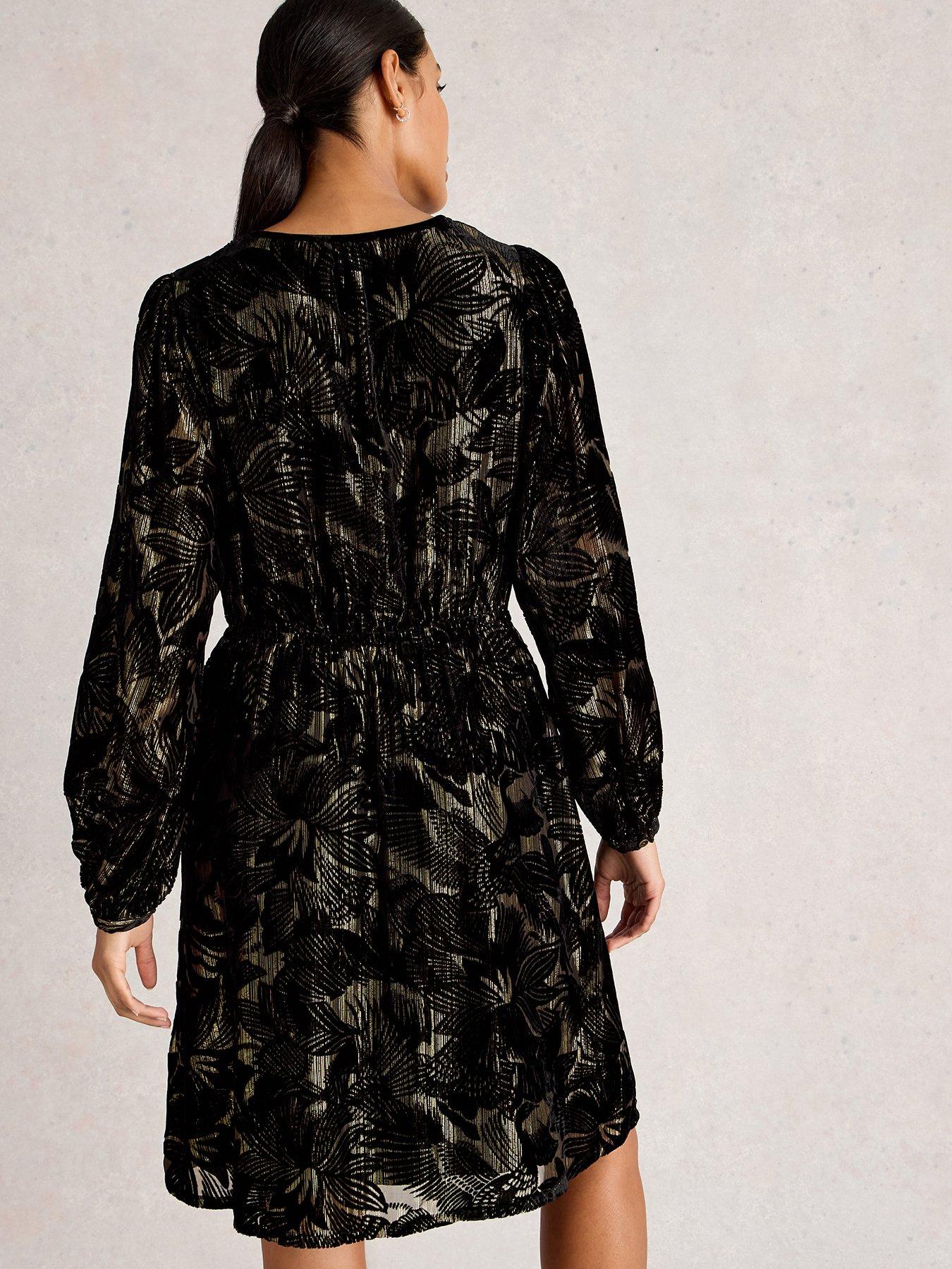  image of white-stuff-faye-devore-velvet-dress-black