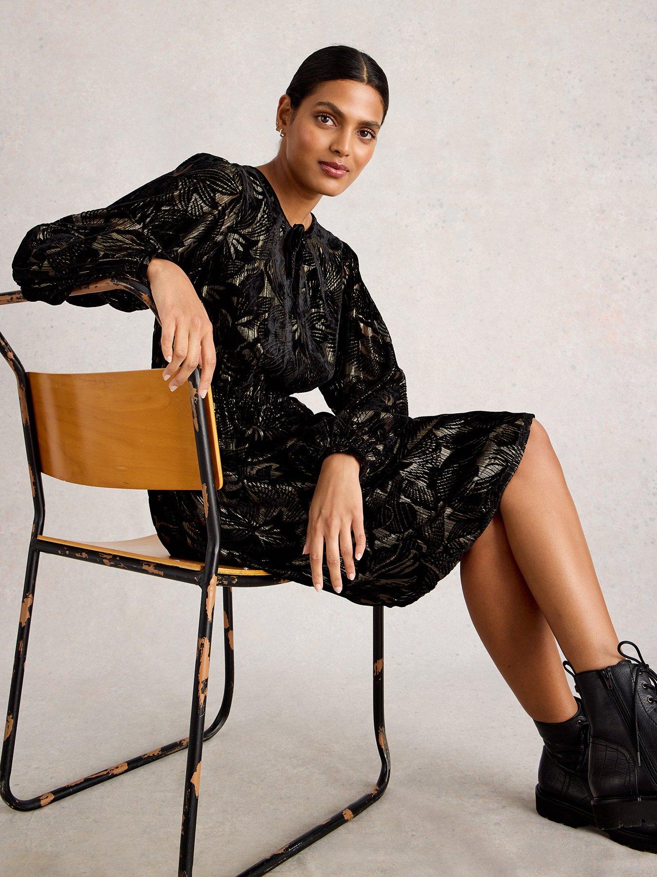  image of white-stuff-faye-devore-velvet-dress-black