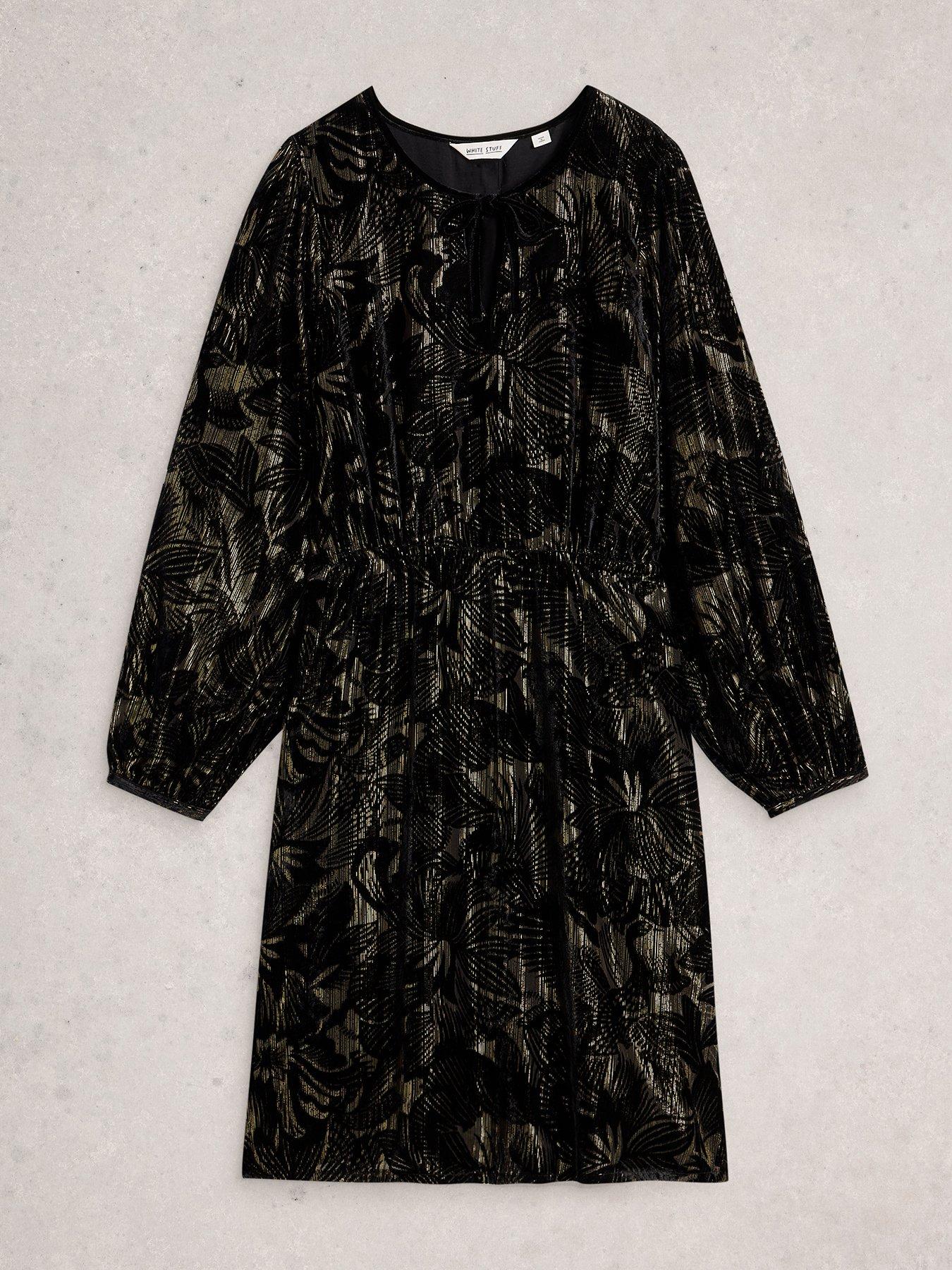  image of white-stuff-faye-devore-velvet-dress-black