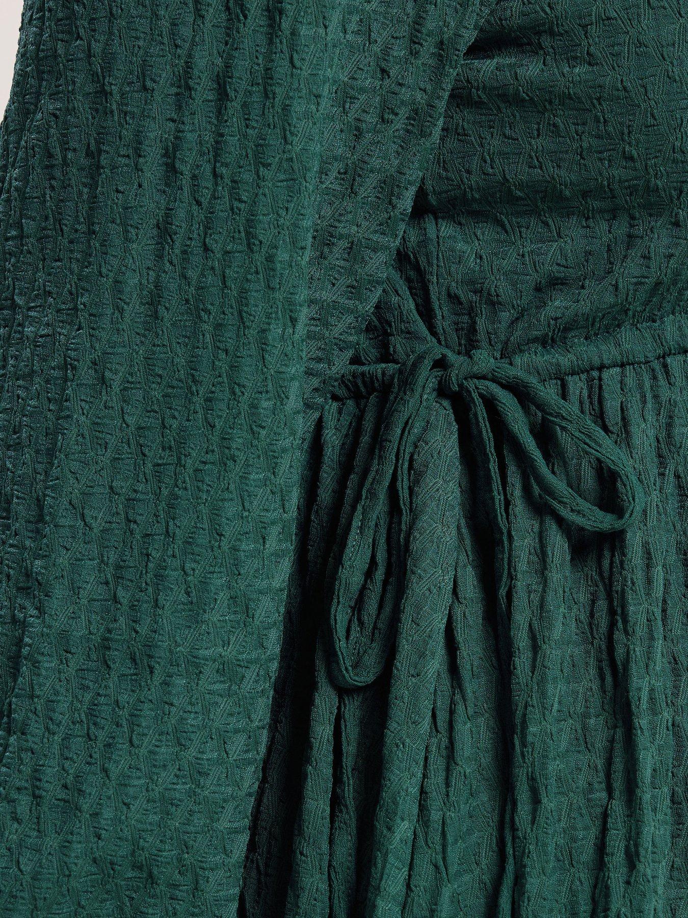  image of yours-curve-tie-textured-midaxi-dress-green