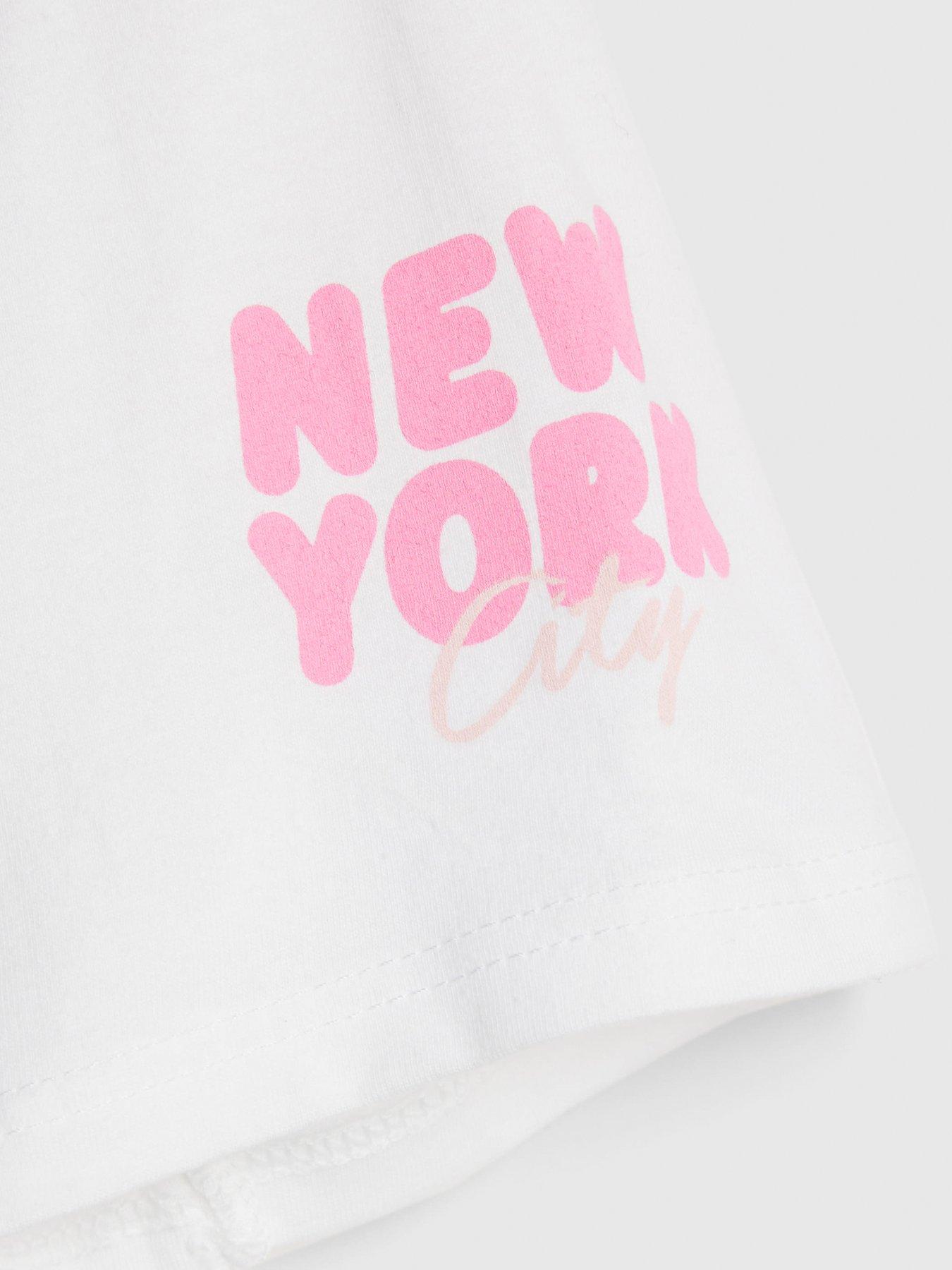 Image 3 of 4 of River Island Older Girls New York T-Shirt - White
