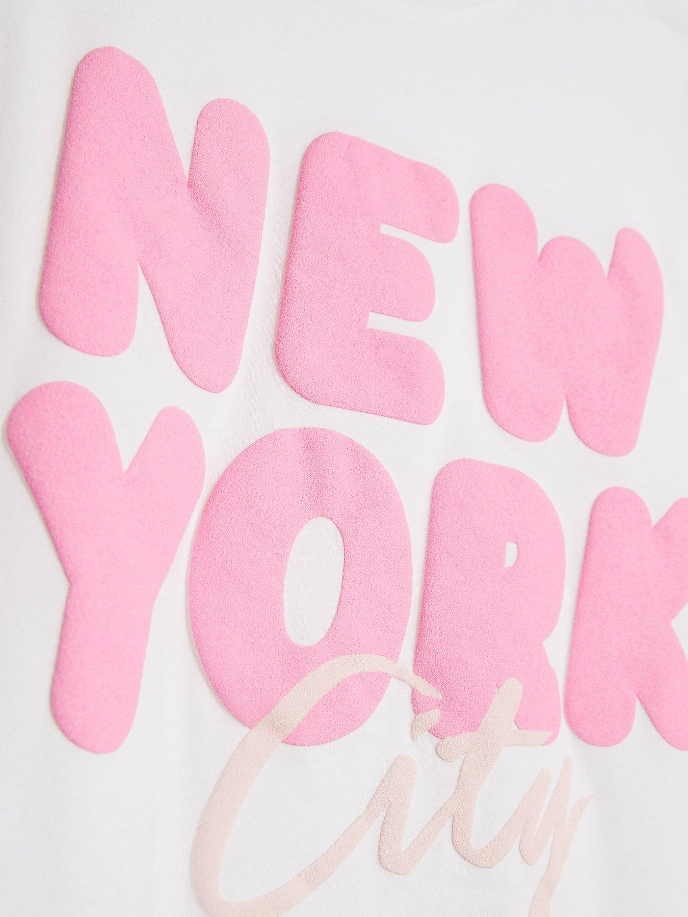 Image 4 of 4 of River Island Older Girls New York T-Shirt - White