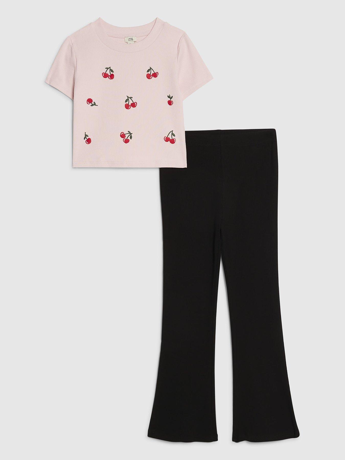 River Island Older Girls Bear T-Shirt Set - Pink