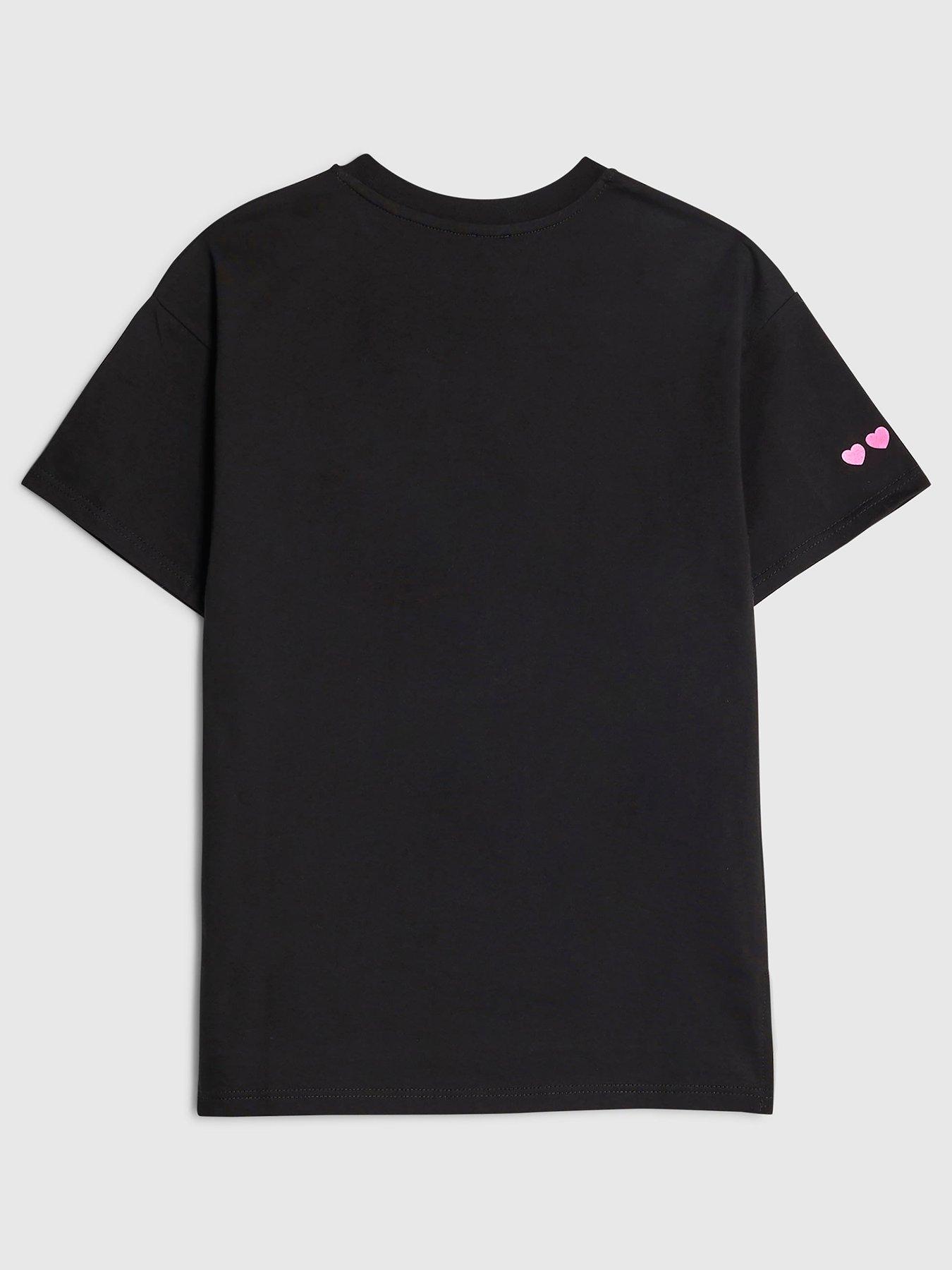  image of river-island-older-girls-sassy-vibes-t-shirt--black