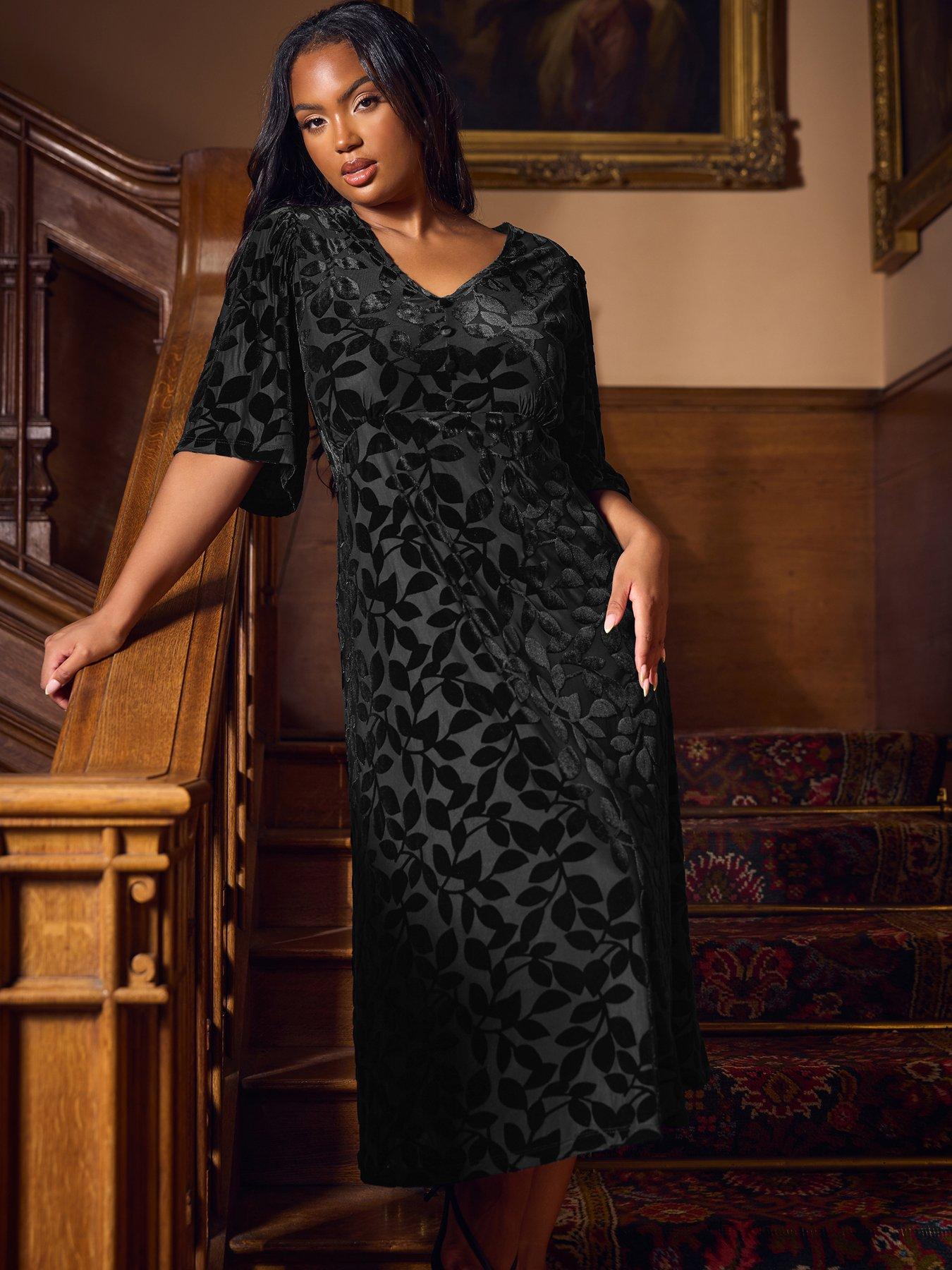 Yours Curve Kimono Sleeve Midaxi Dress - Black