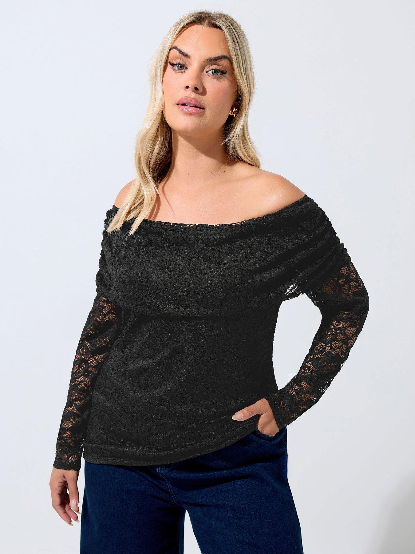 Yours Curve Lace Bardot Top