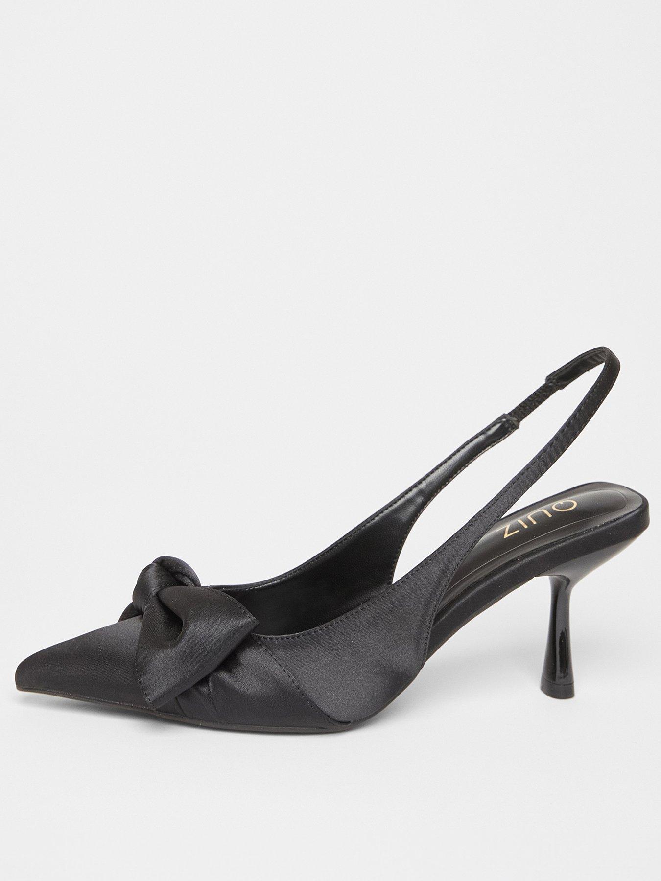  image of quiz-black-sling-back-bow-heels