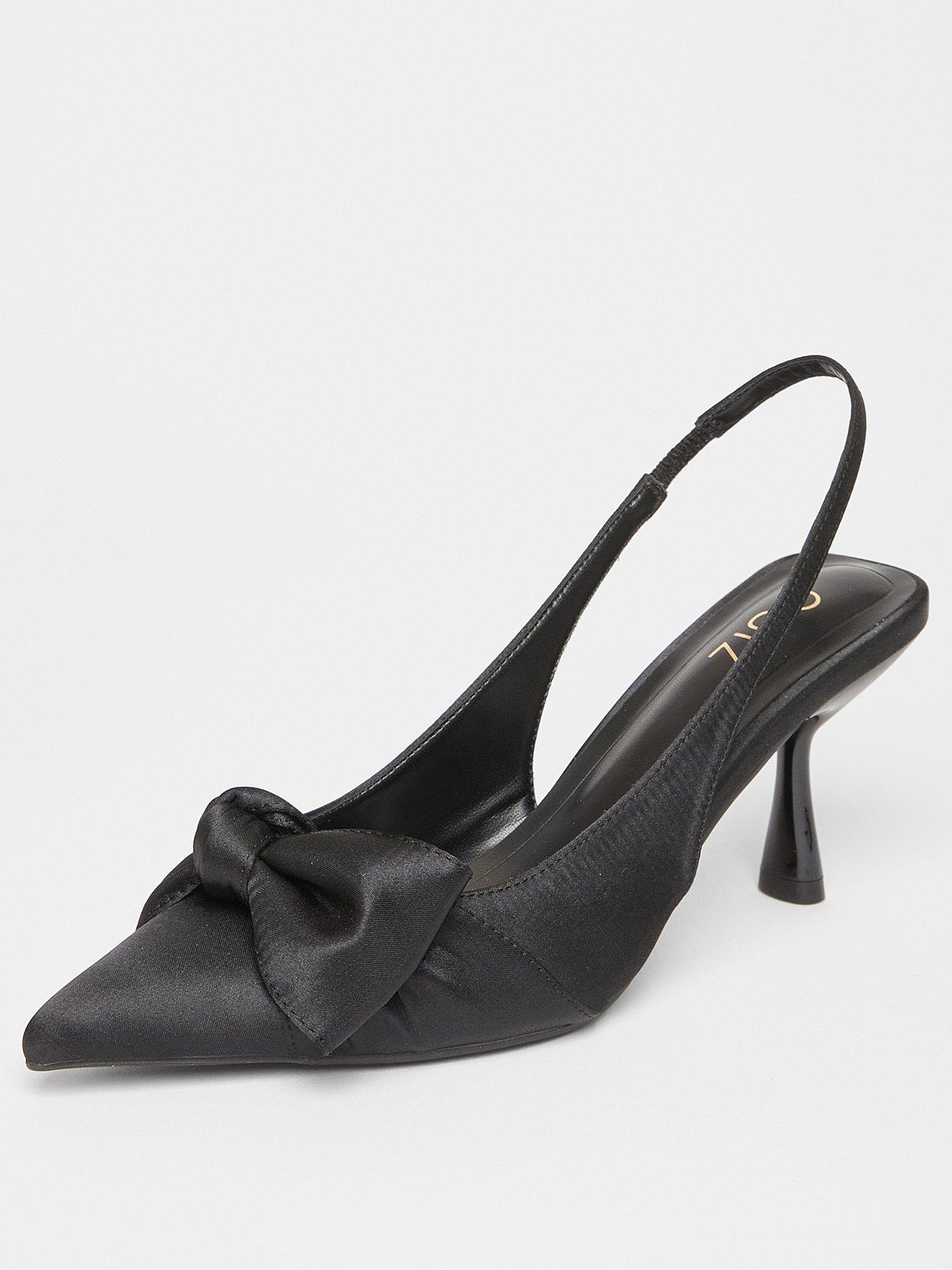  image of quiz-black-sling-back-bow-heels