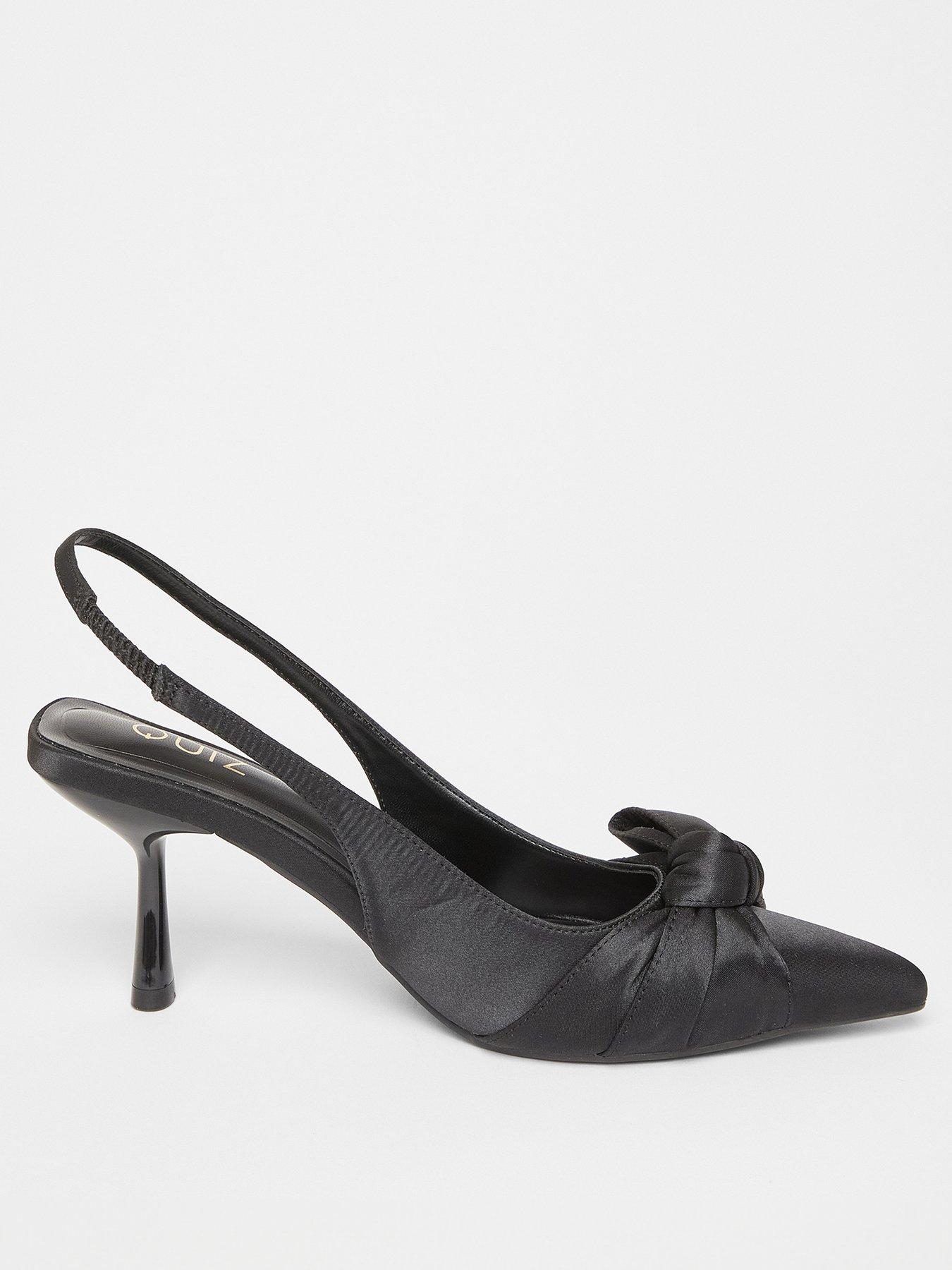  image of quiz-black-sling-back-bow-heels