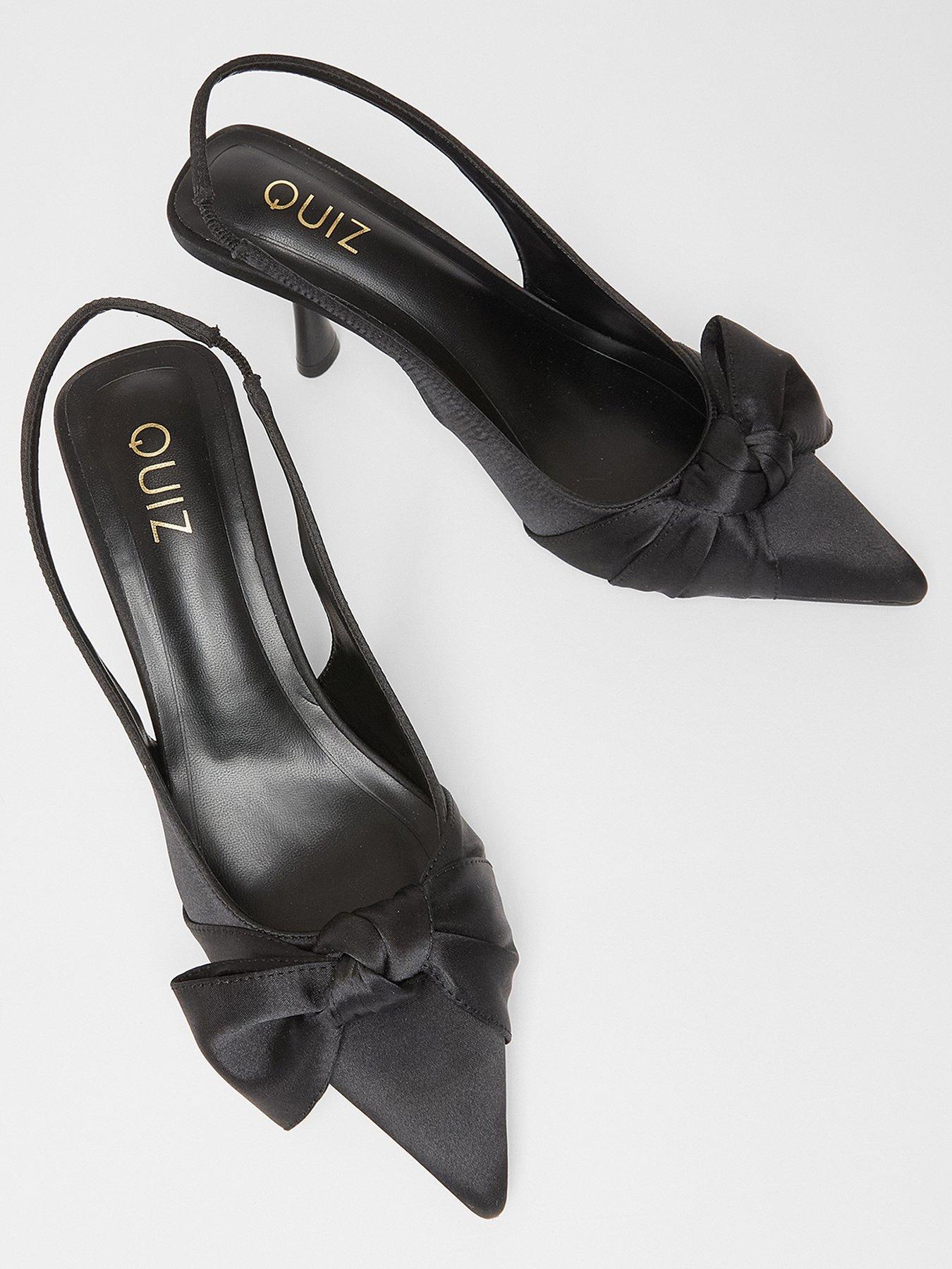  image of quiz-black-sling-back-bow-heels