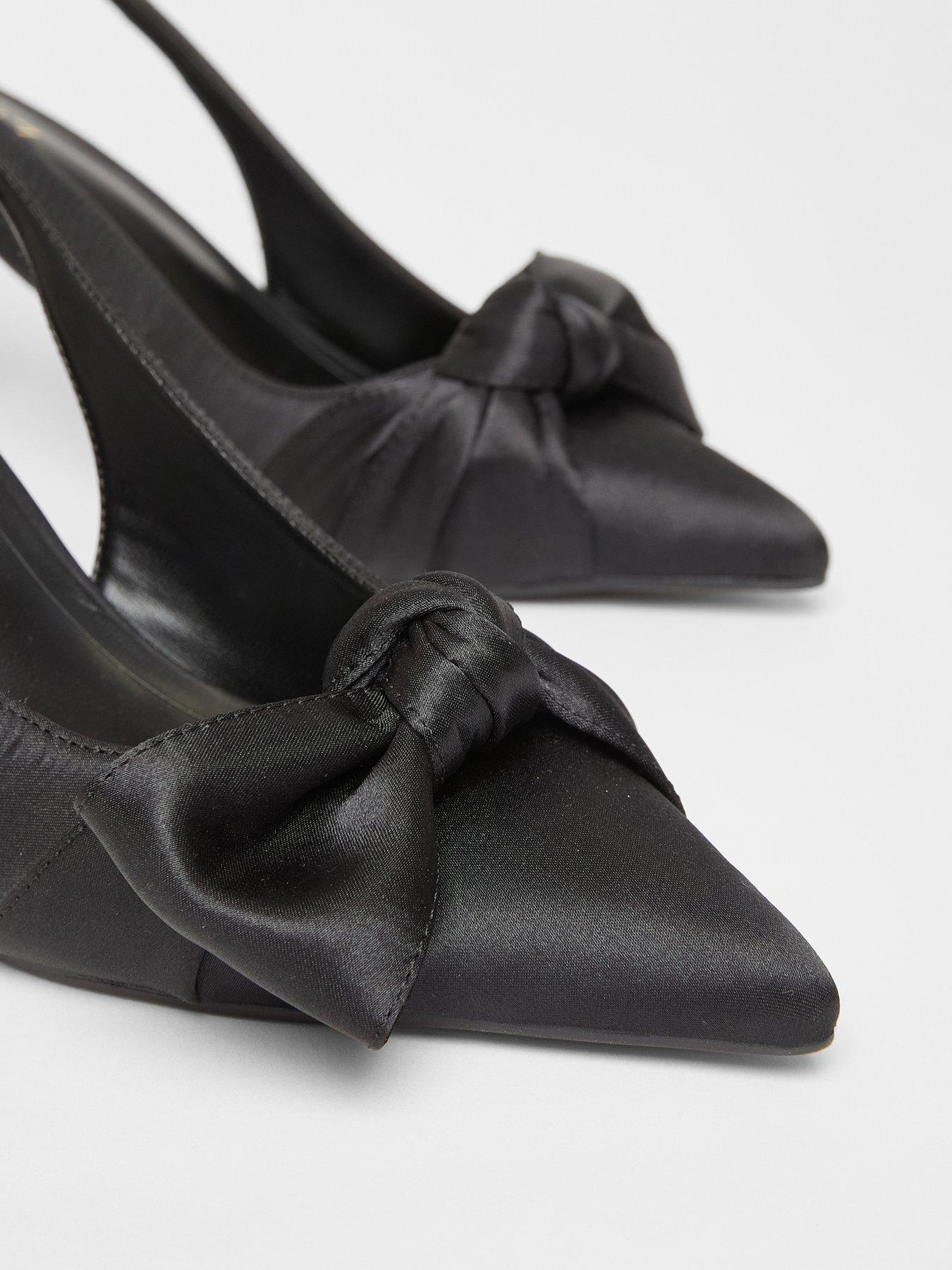  image of quiz-black-sling-back-bow-heels