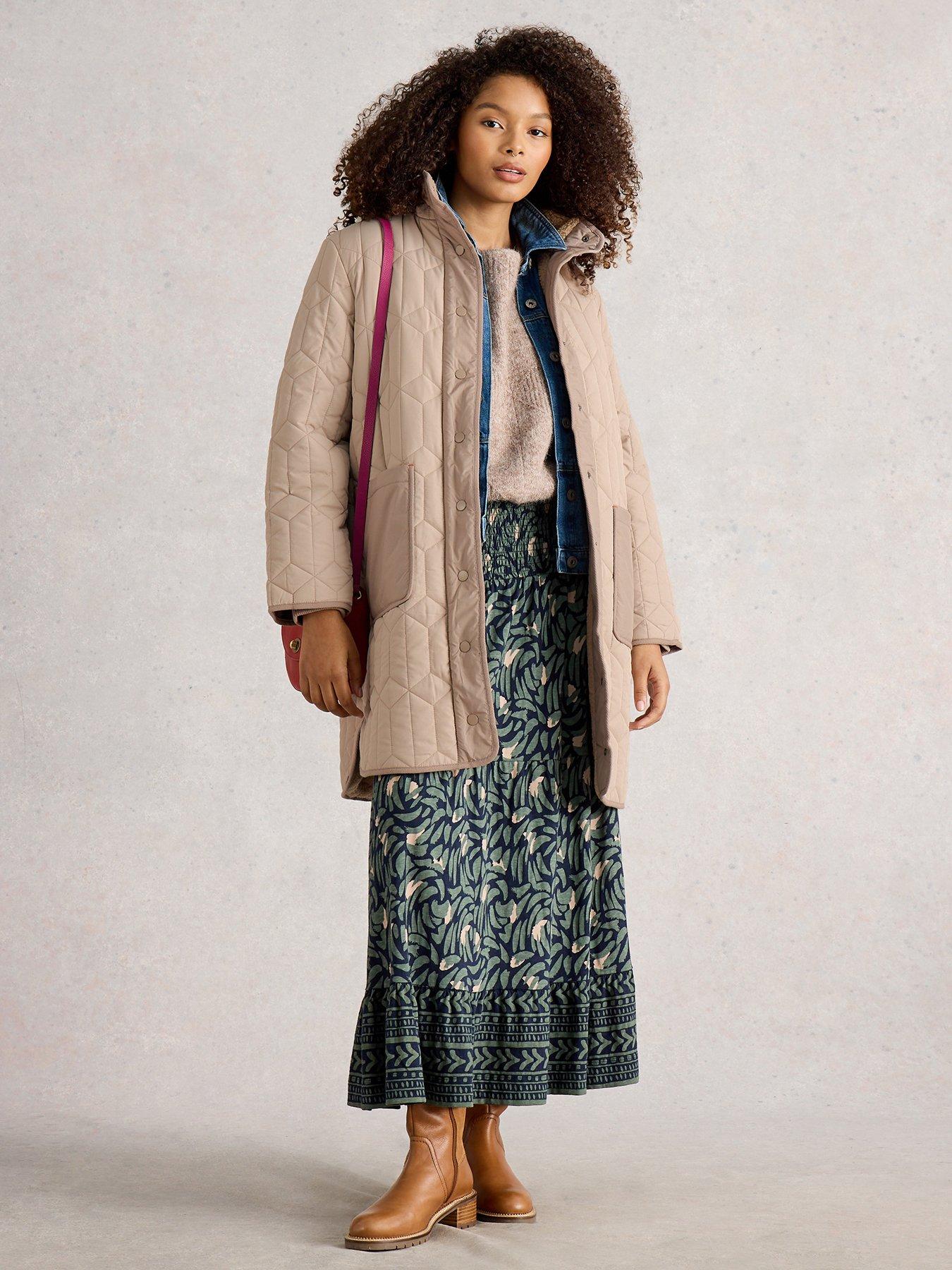 White Stuff Carmel Borg Lined Quilted Coat - Beige