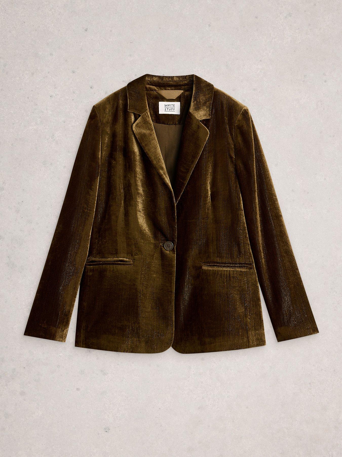  image of white-stuff-evelyn-velvet-blazer-green
