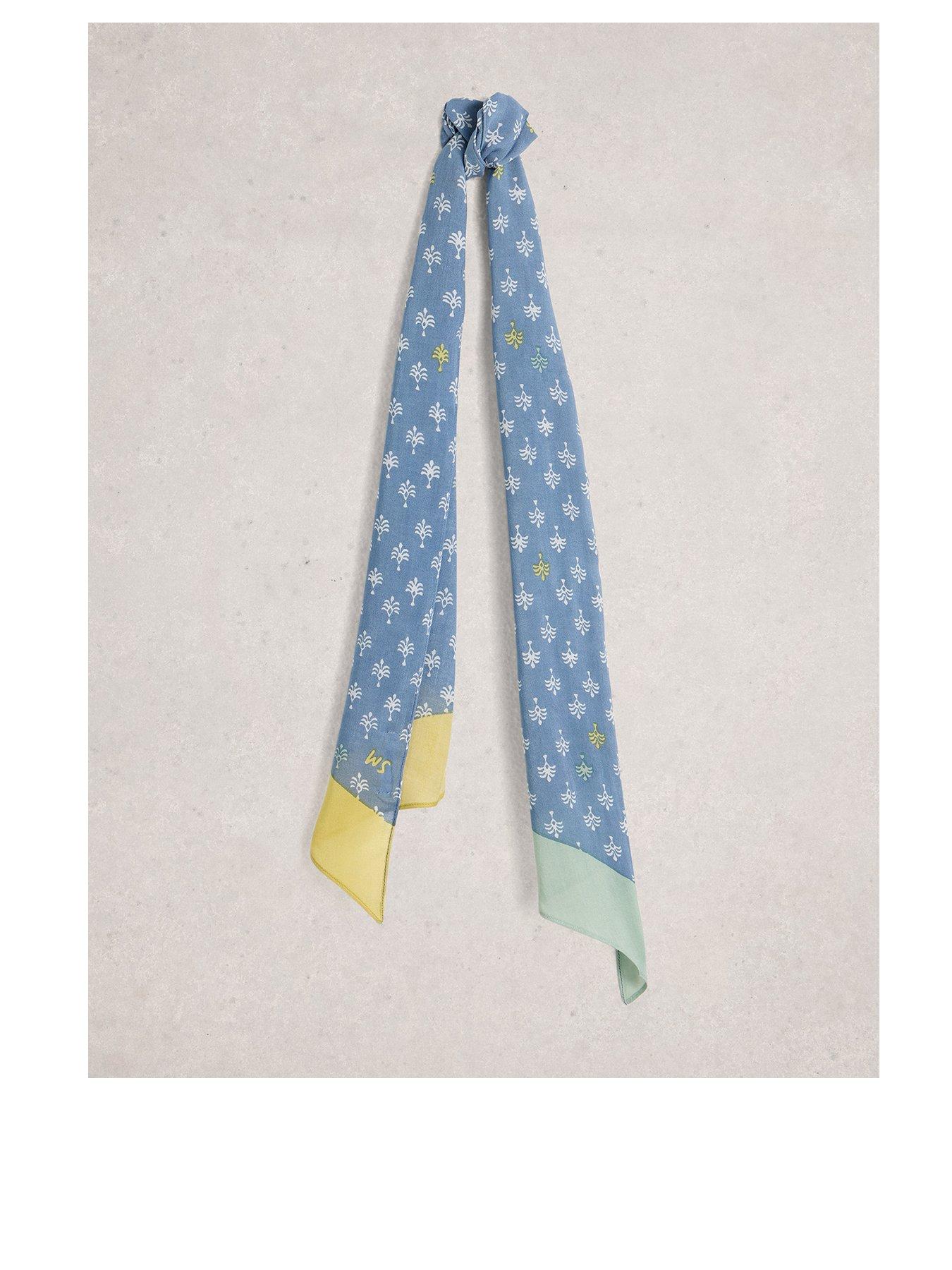 White Stuff Sally Skinny Printed Scarf - Blue