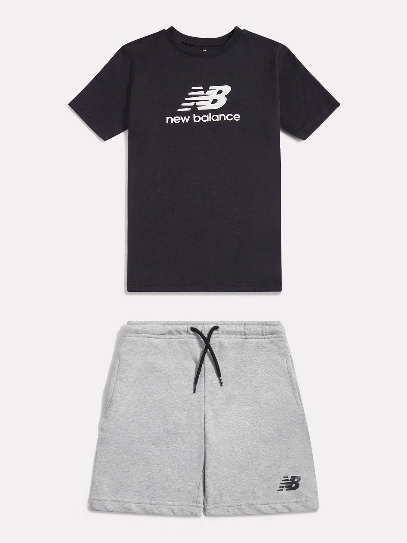 Image 1 of 3 of New Balance Junior Boys Stacked Logo T-Shirt And Short Set - Grey