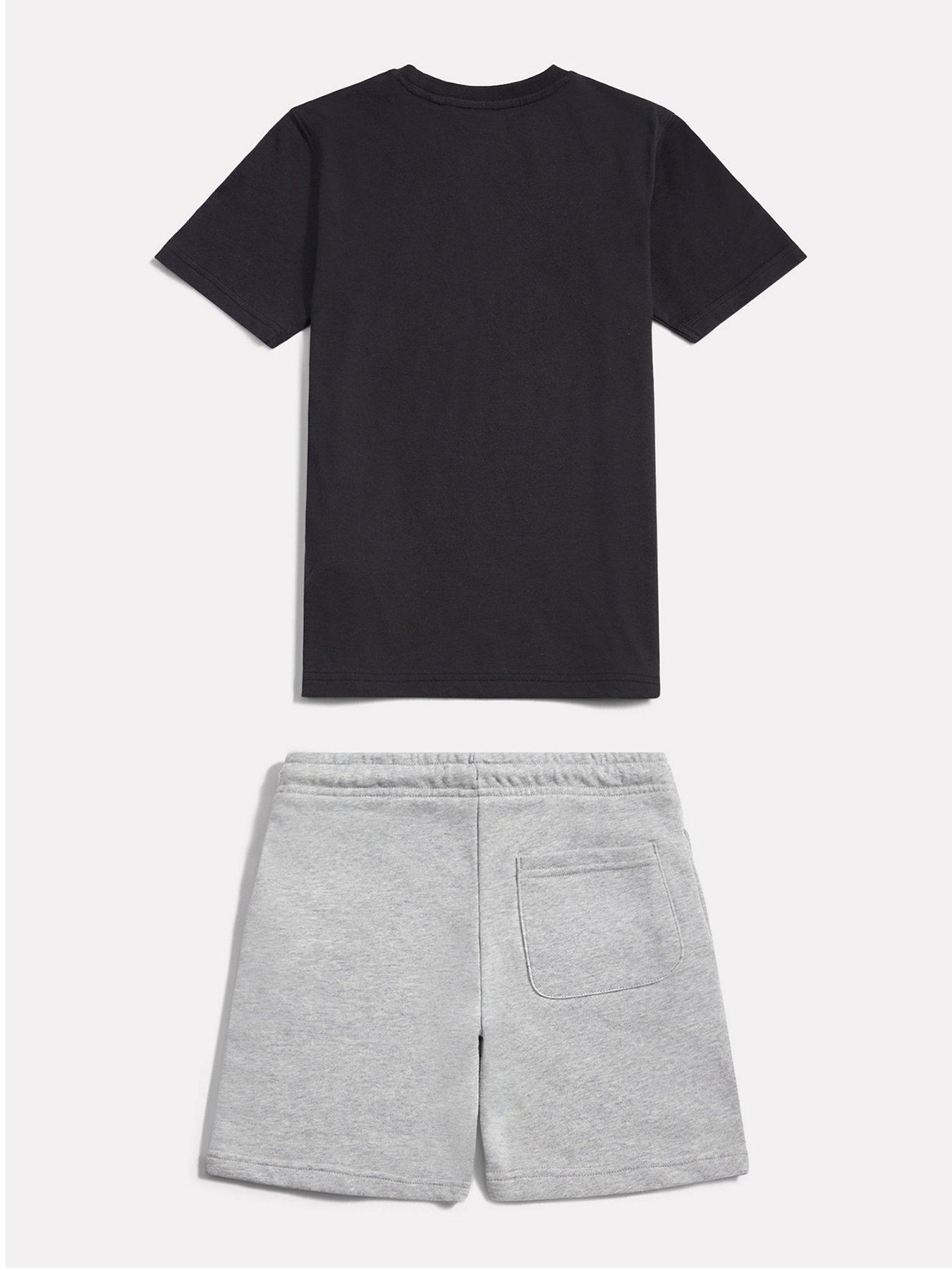 Image 2 of 3 of New Balance Junior Boys Stacked Logo T-Shirt And Short Set - Grey