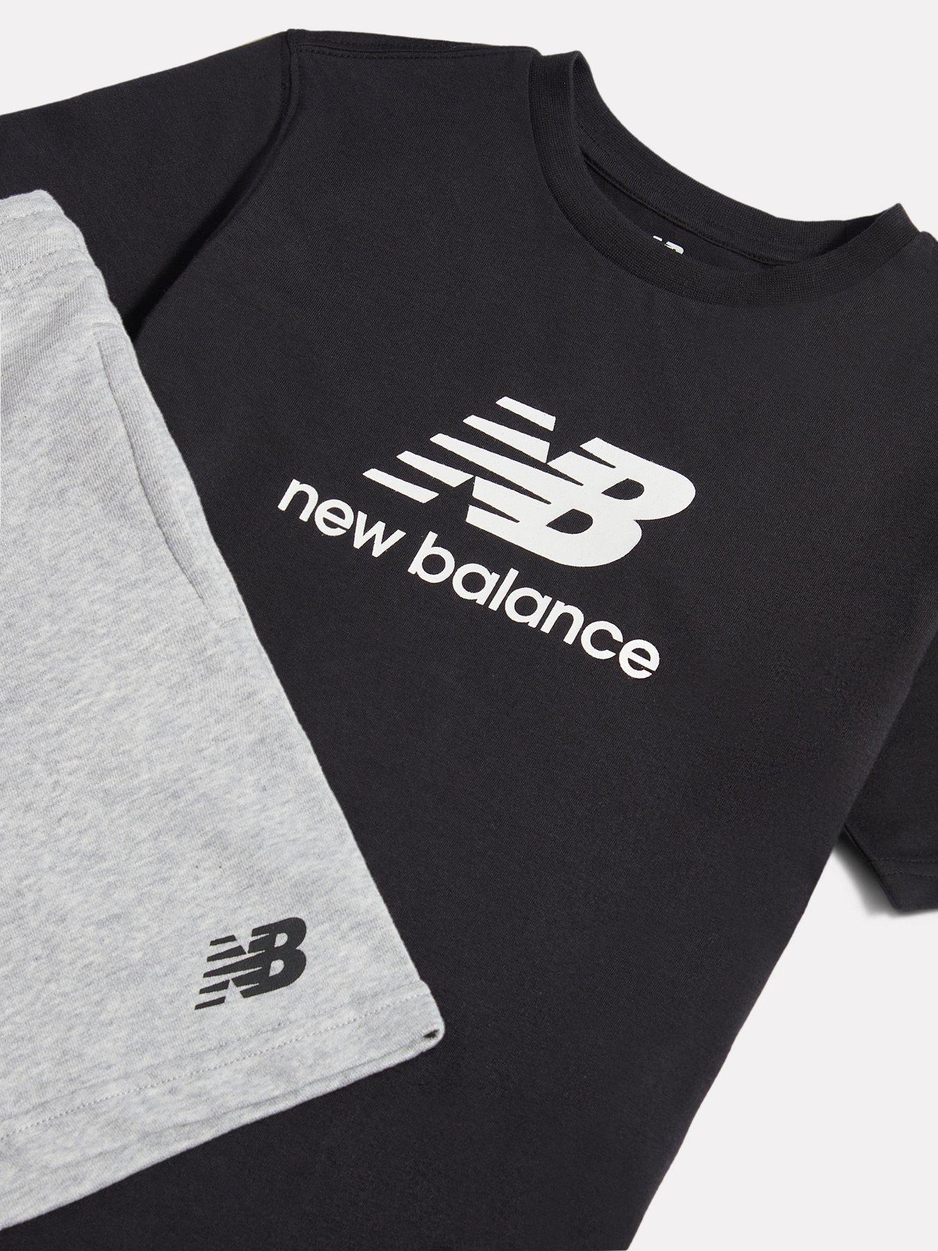 Image 3 of 3 of New Balance Junior Boys Stacked Logo T-Shirt And Short Set - Grey