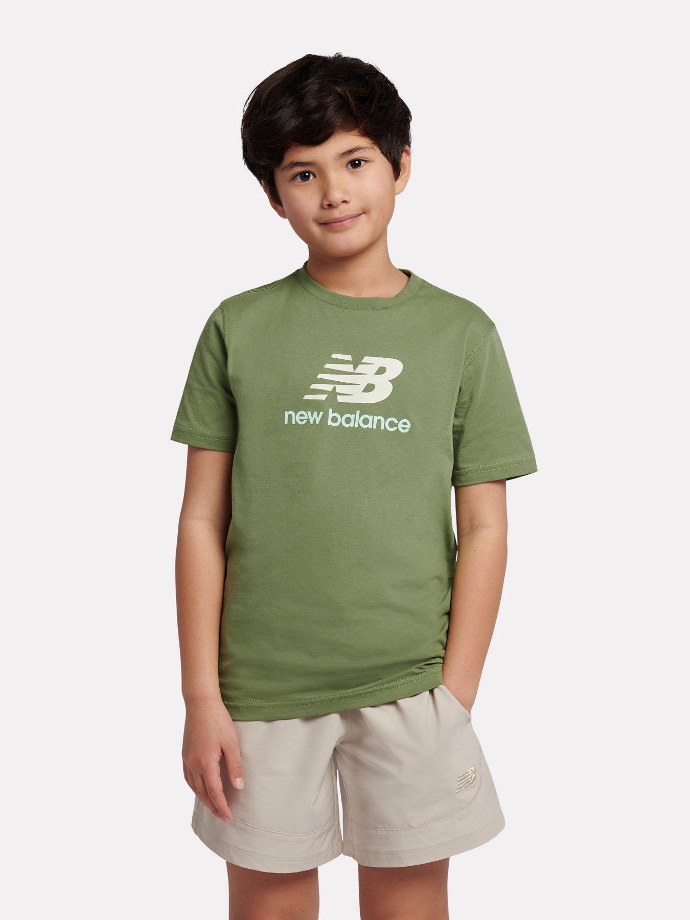 New Balance Junior Boys Jersey Stacked Logo Tee - Green
