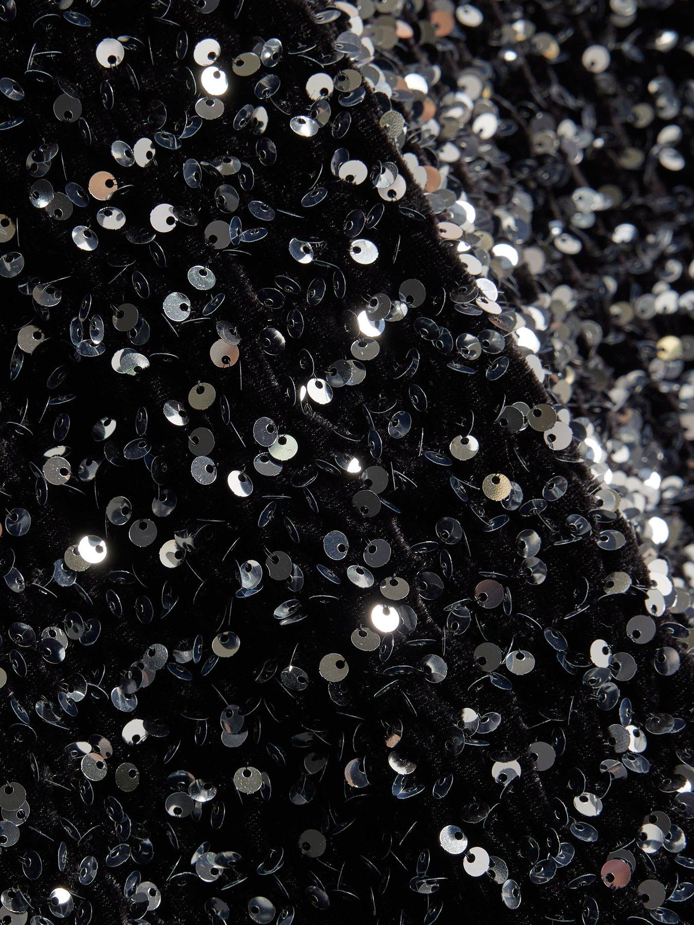  image of river-island-older-girls-sequin-bow-dress-black