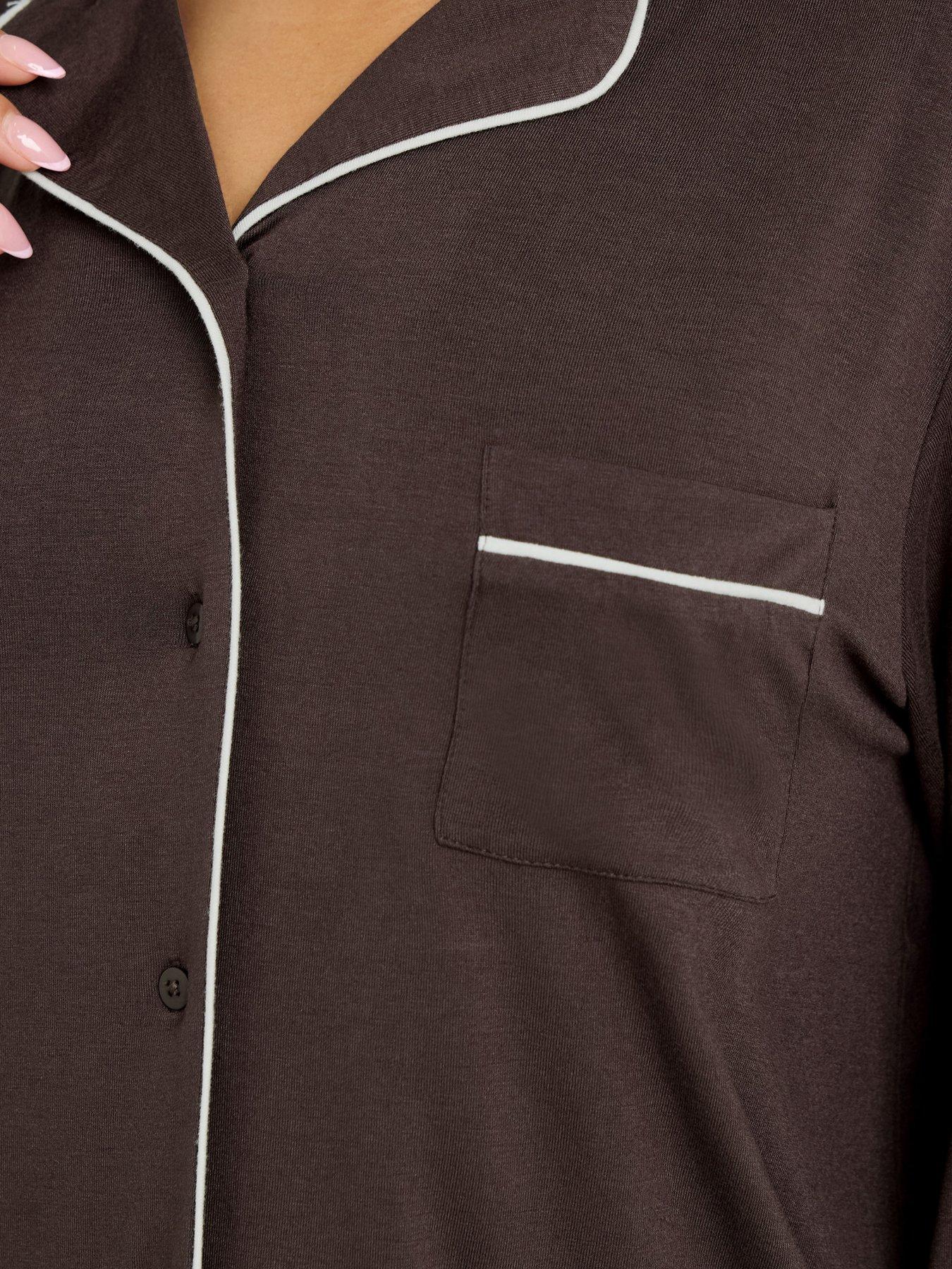  image of pixiegirl-petite-long-sleeve-pyjama-set-brown