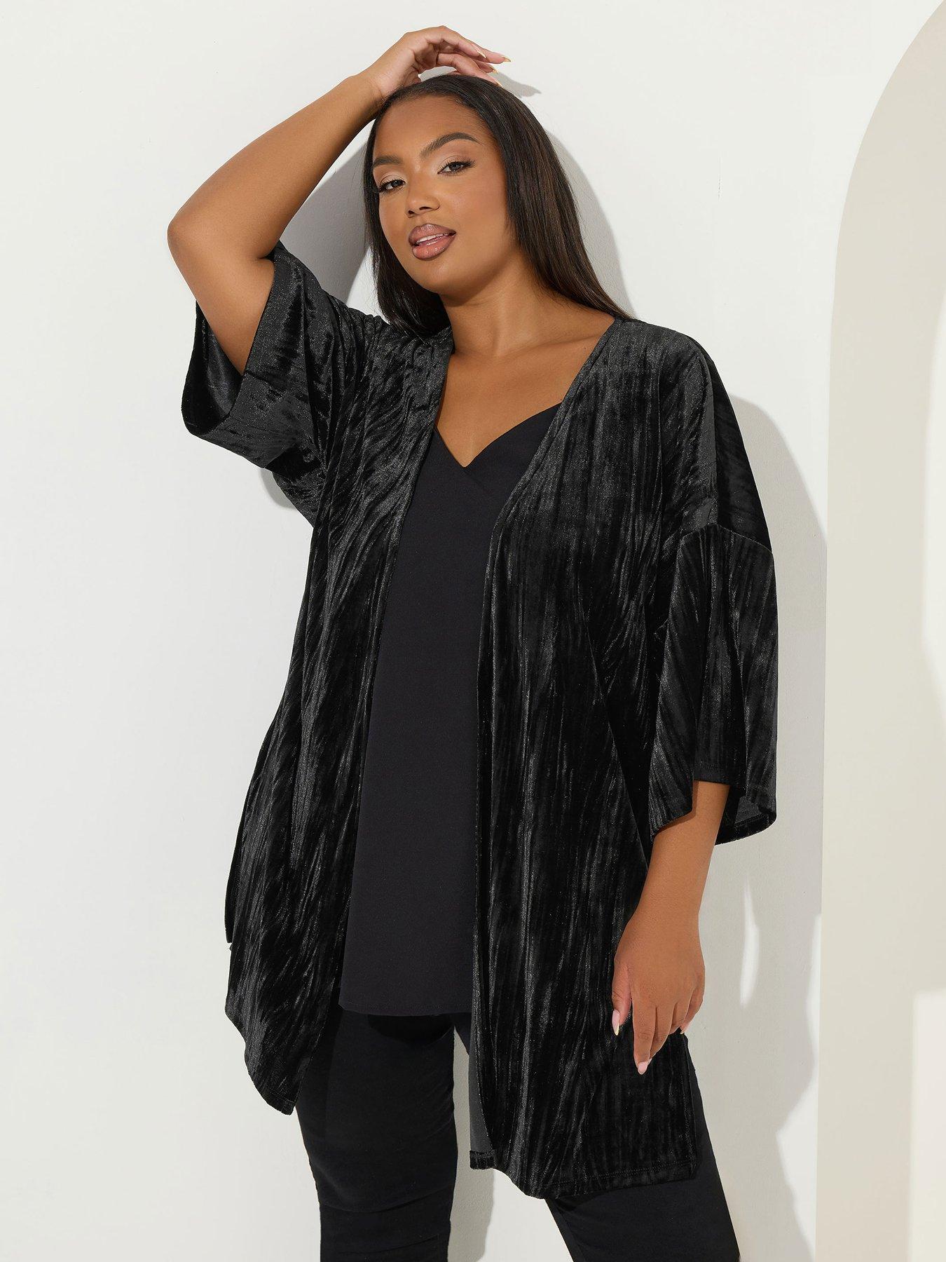  image of yours-curve-crushed-velour-cover-up-black
