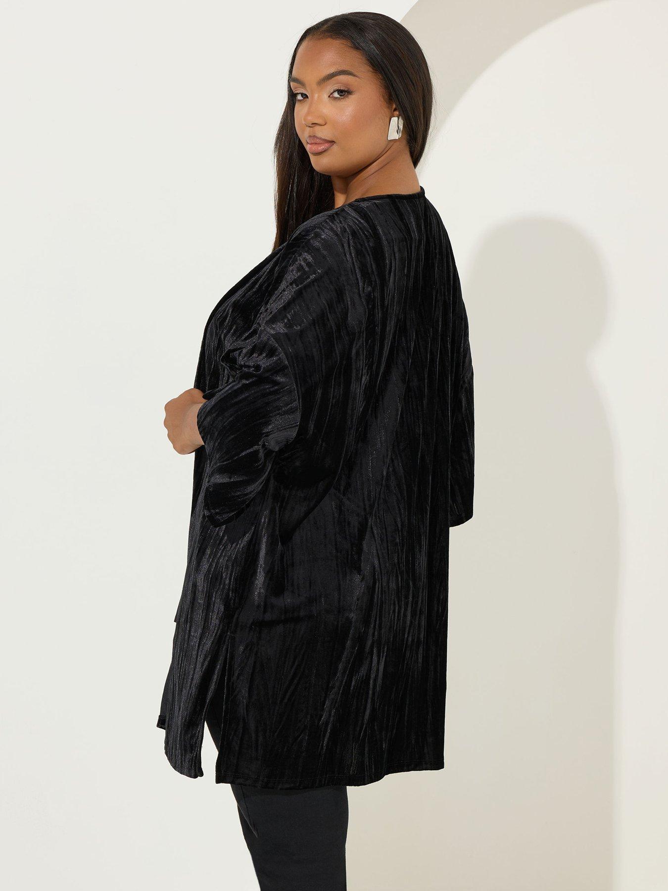  image of yours-curve-crushed-velour-cover-up-black