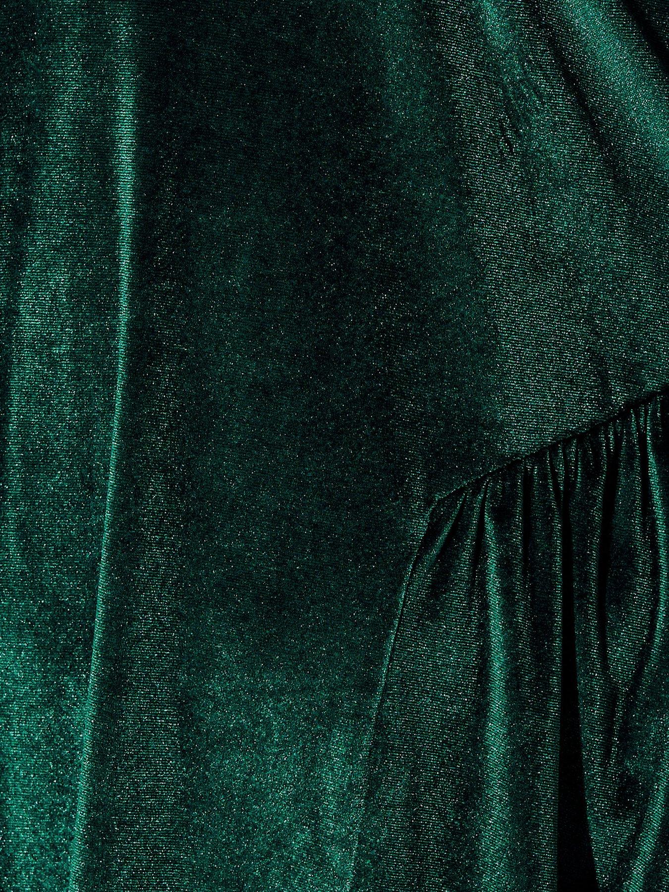  image of yours-curve-velour-skater-dress-green