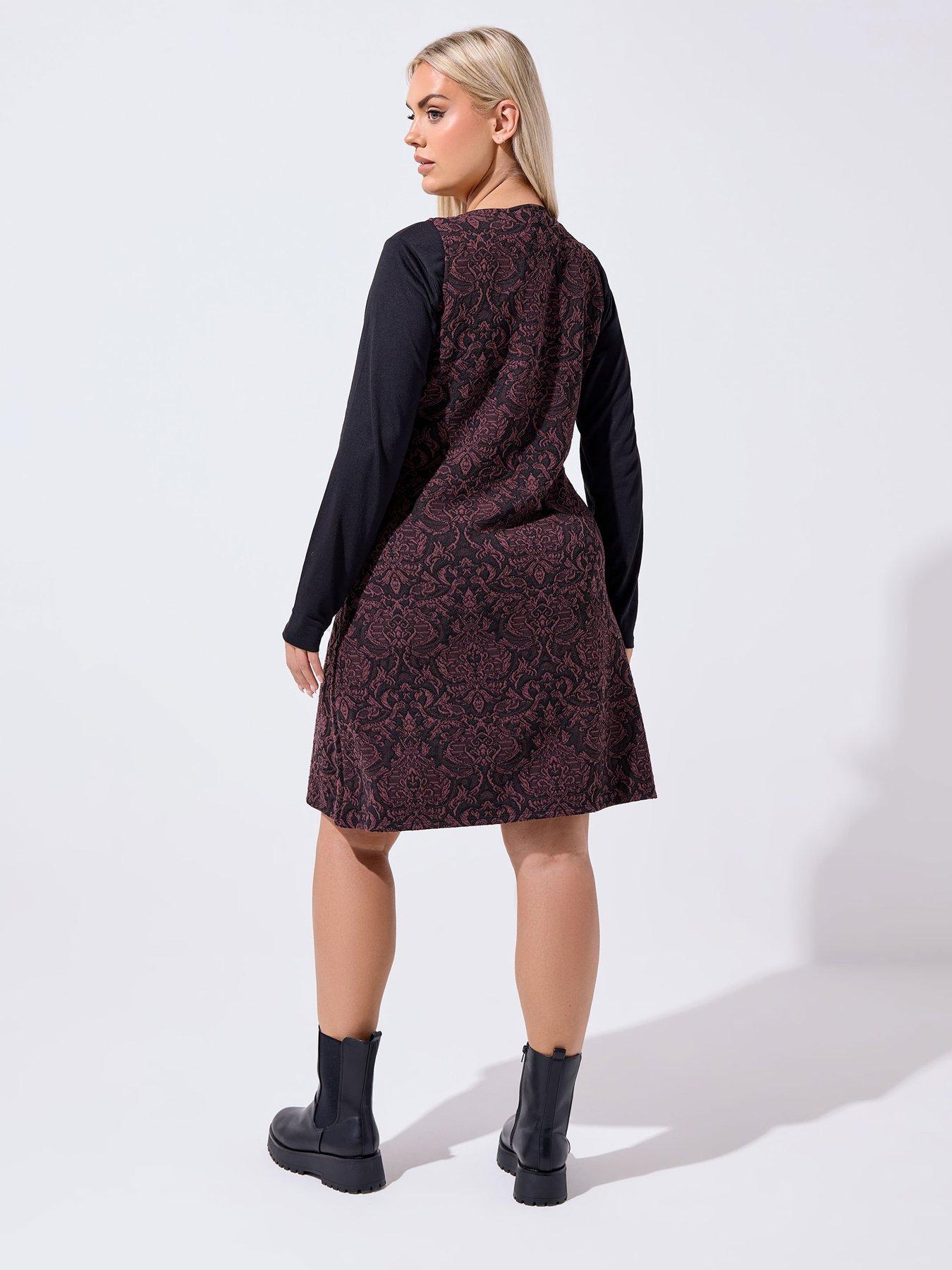  image of yours-curve-jacquard-pinafore-dressnbsp-purple