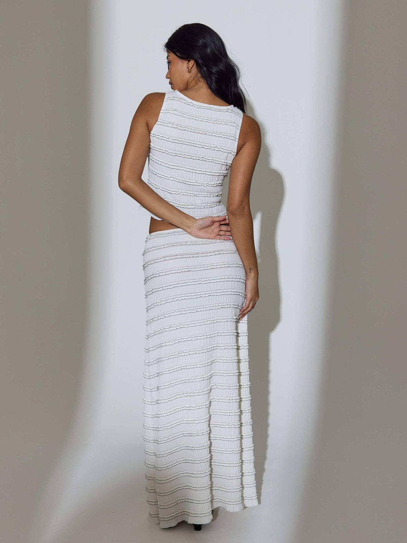 Image 2 of 3 of South Beach Textured Frill Maxi Skirt - Mono
