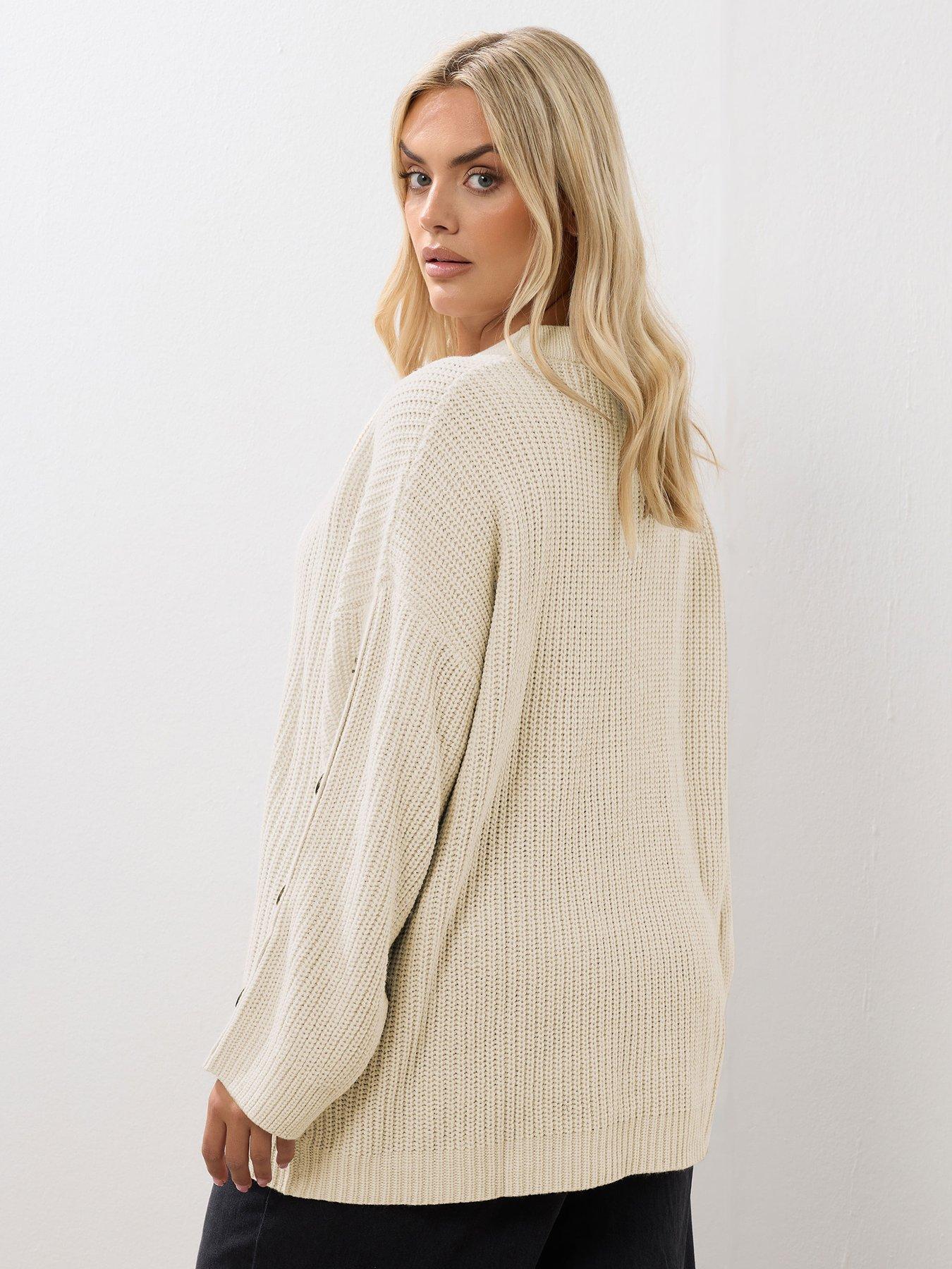Image 2 of 4 of Yours Curve Button Sleeve Jumper - Natural