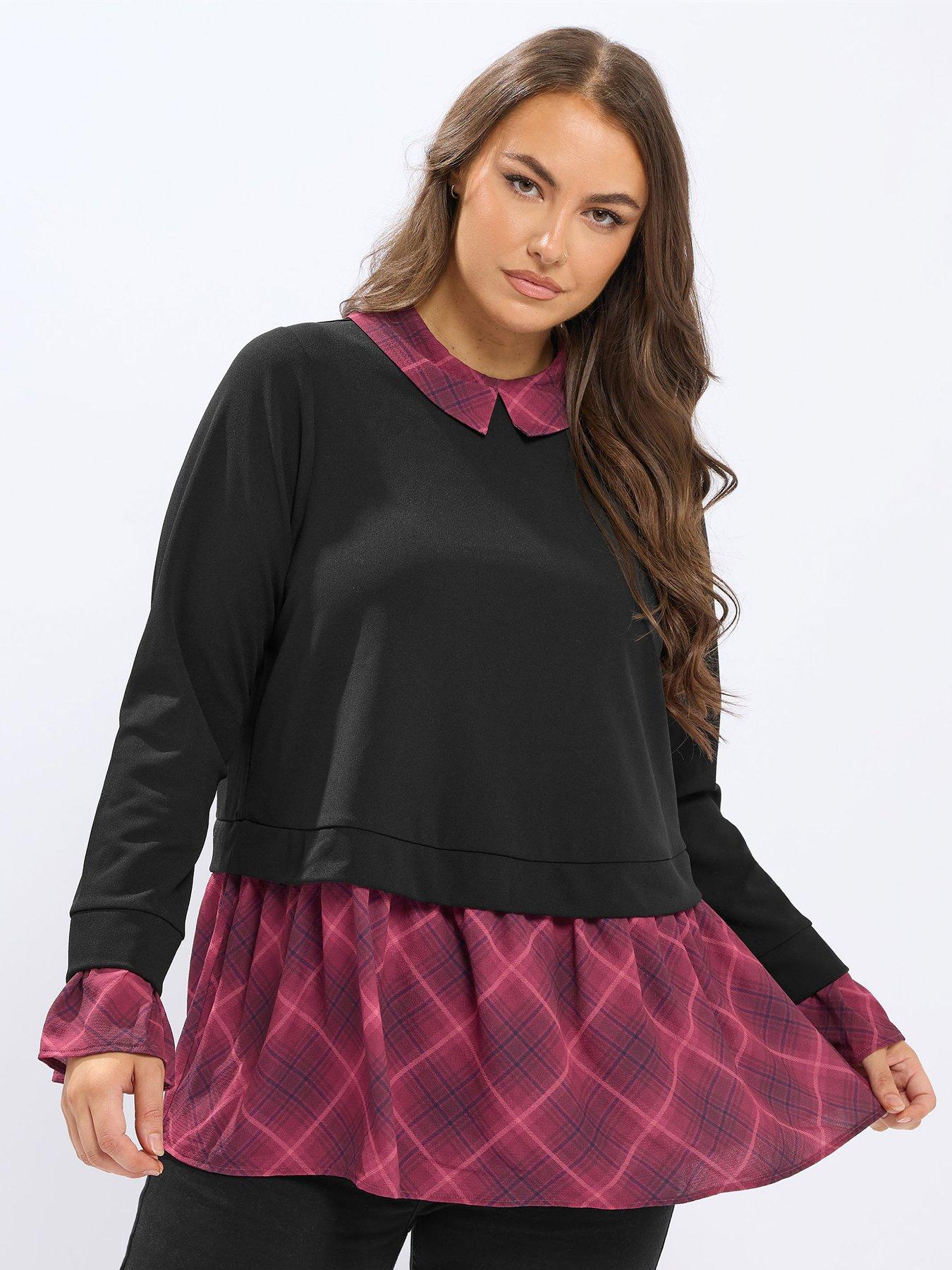 Yours Curve Peplum Top - Red