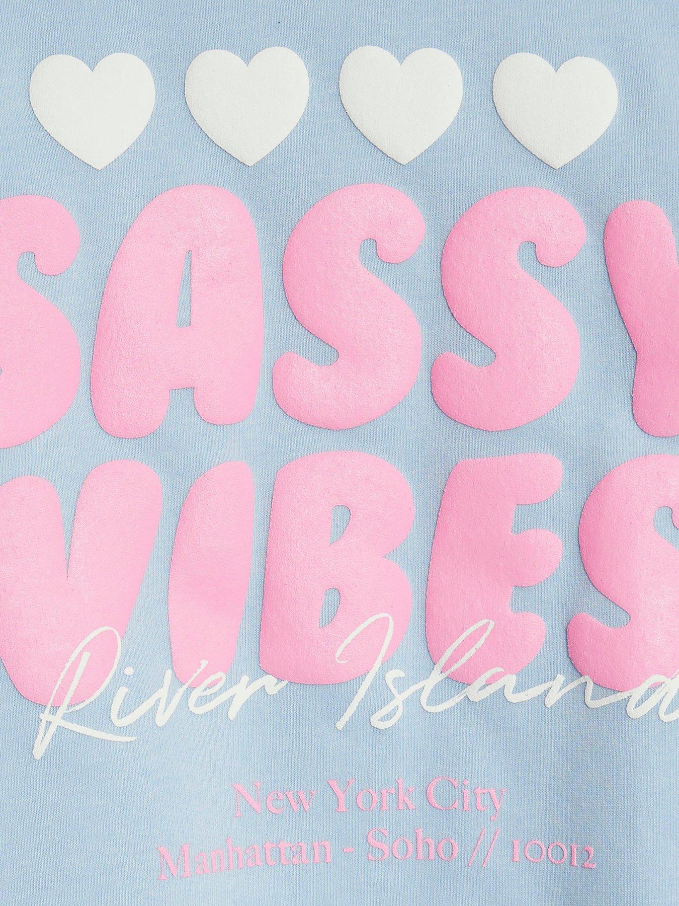  image of river-island-older-girls-sassy-vibes-sweatshirt-blue