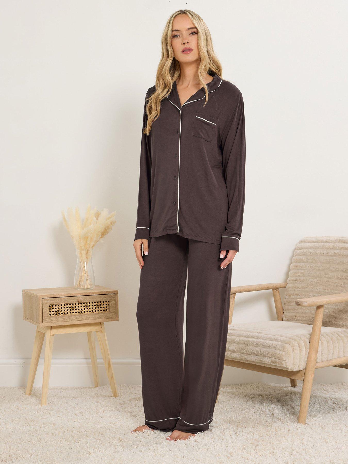 Long Tall Sally Sleeve Pj Set - Brown