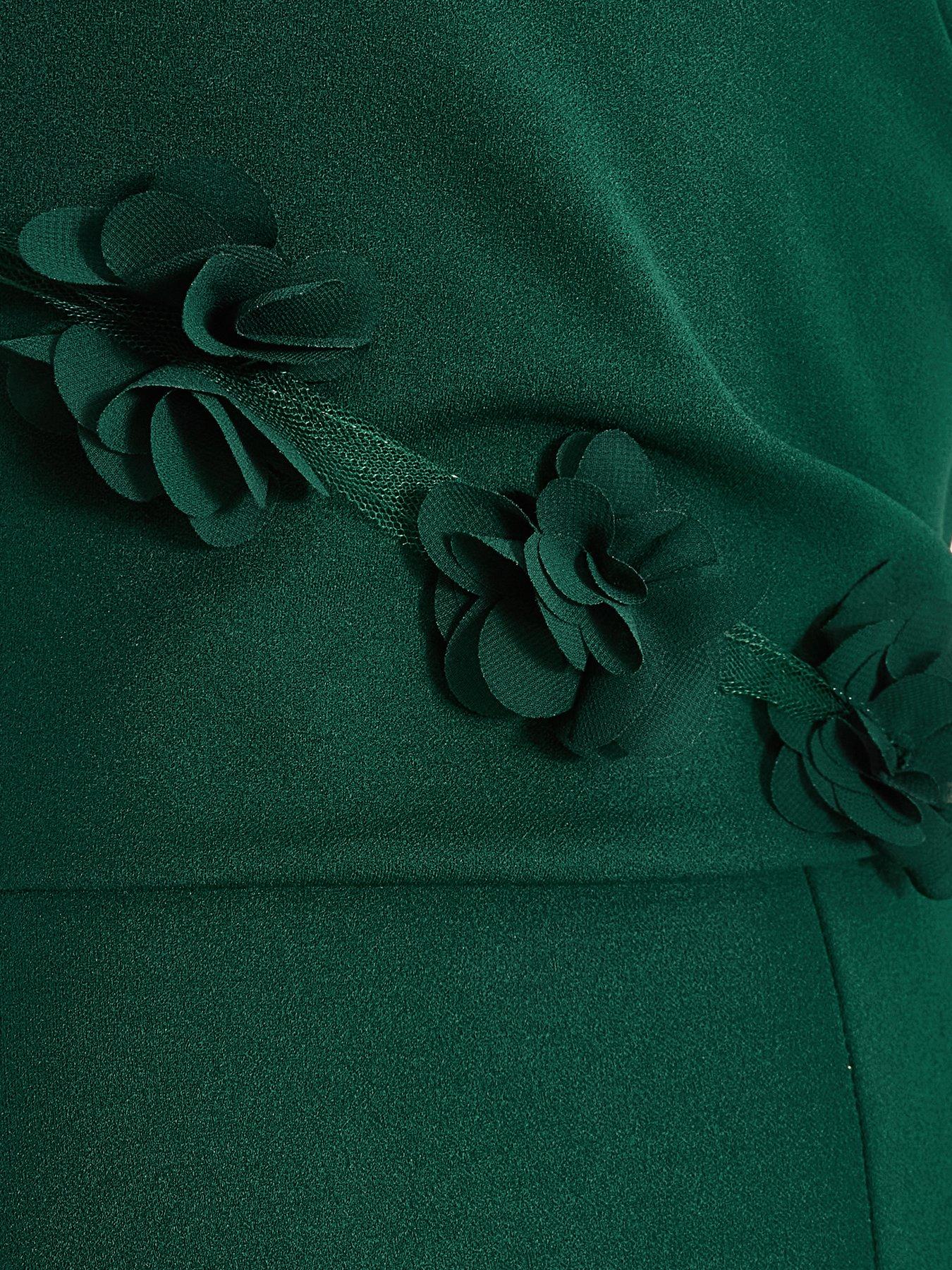 Image 6 of 6 of Quiz Bottle Green Floral Strap Jumpsuit