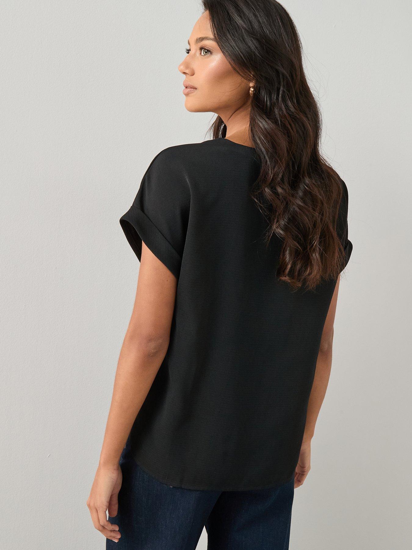  image of the-very-collection-v-neck-blouse-black
