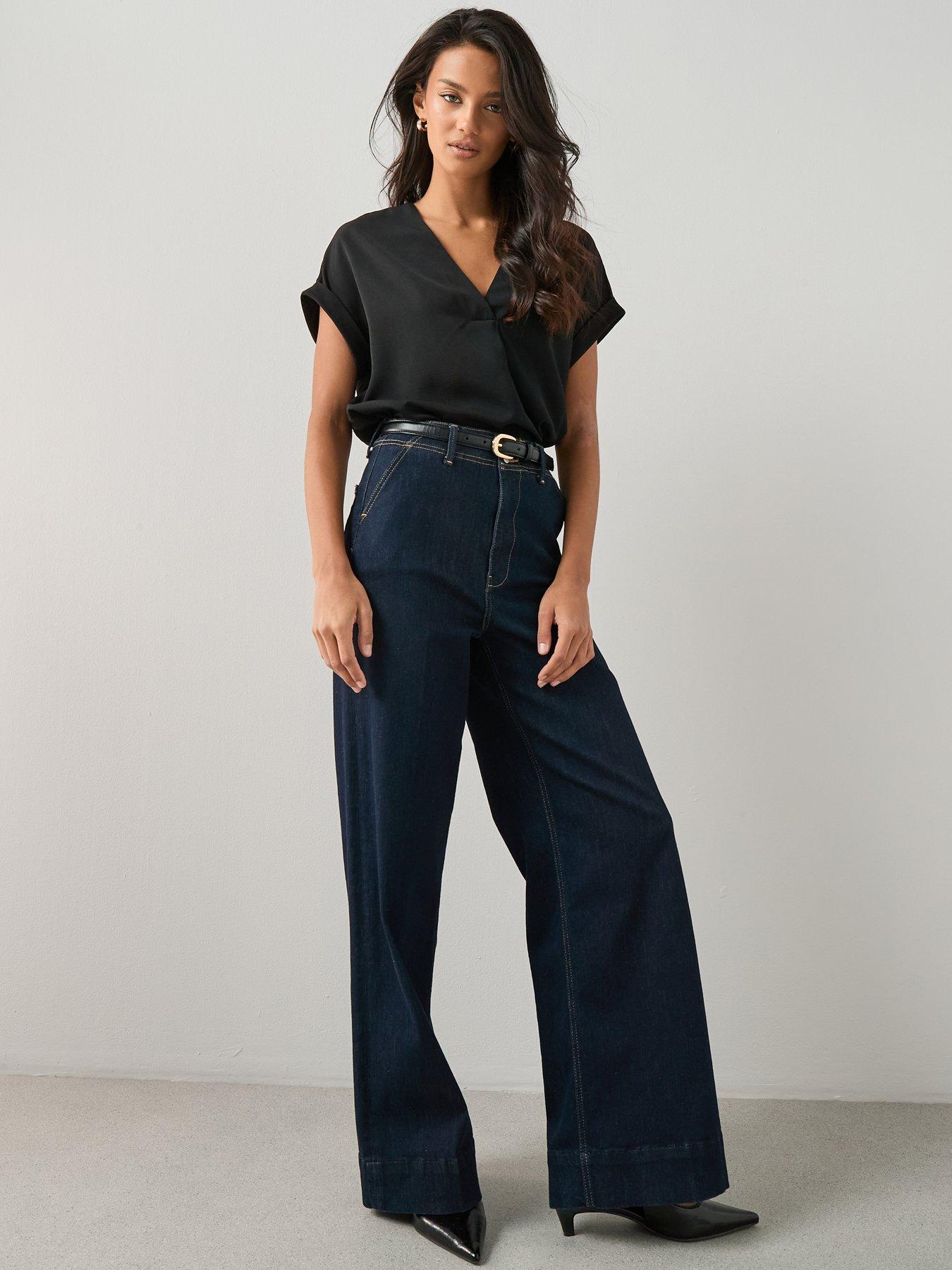  image of the-very-collection-v-neck-blouse-black