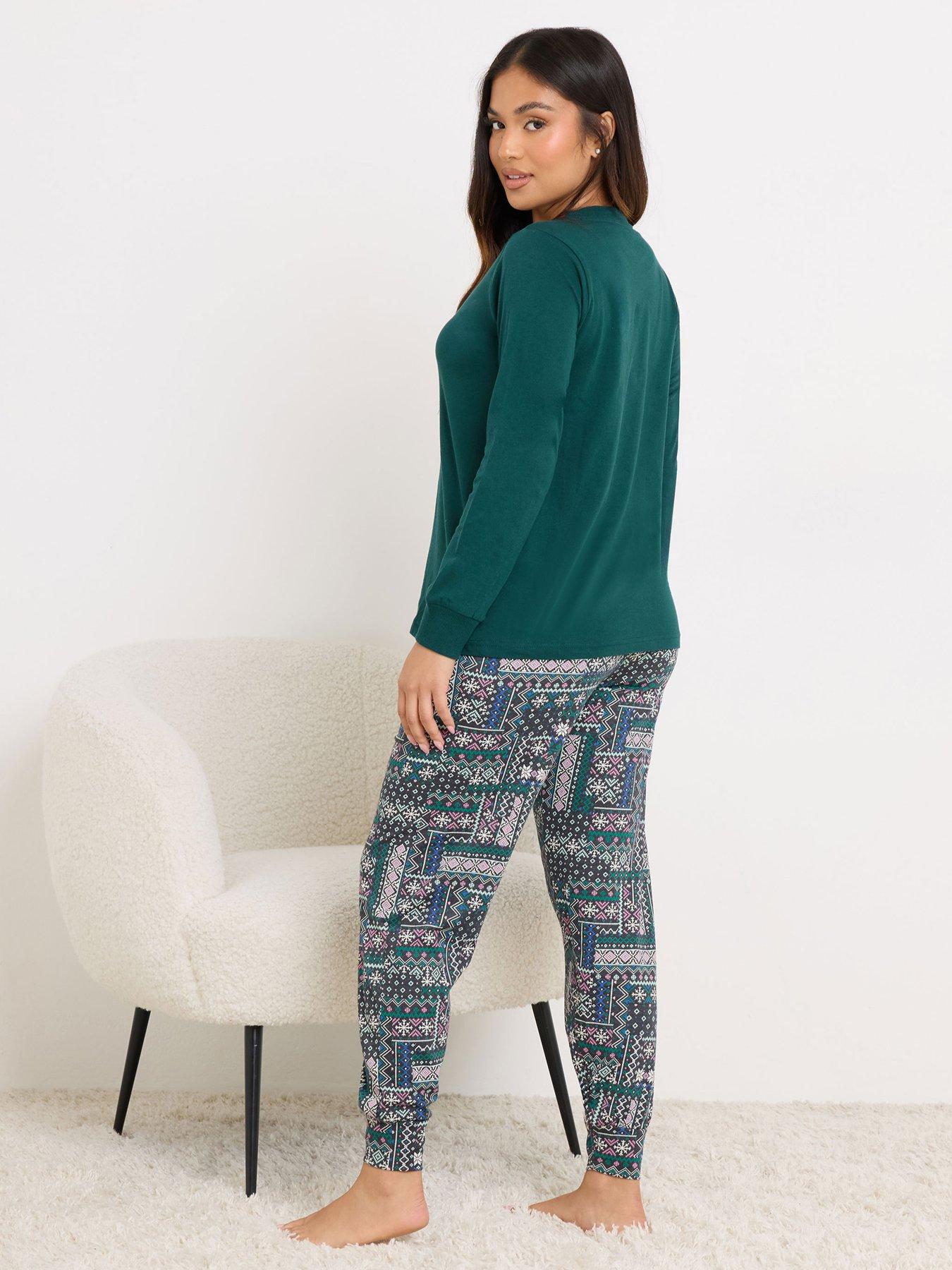  image of pixiegirl-petite-lets-get-cosy-pyjama-set-green