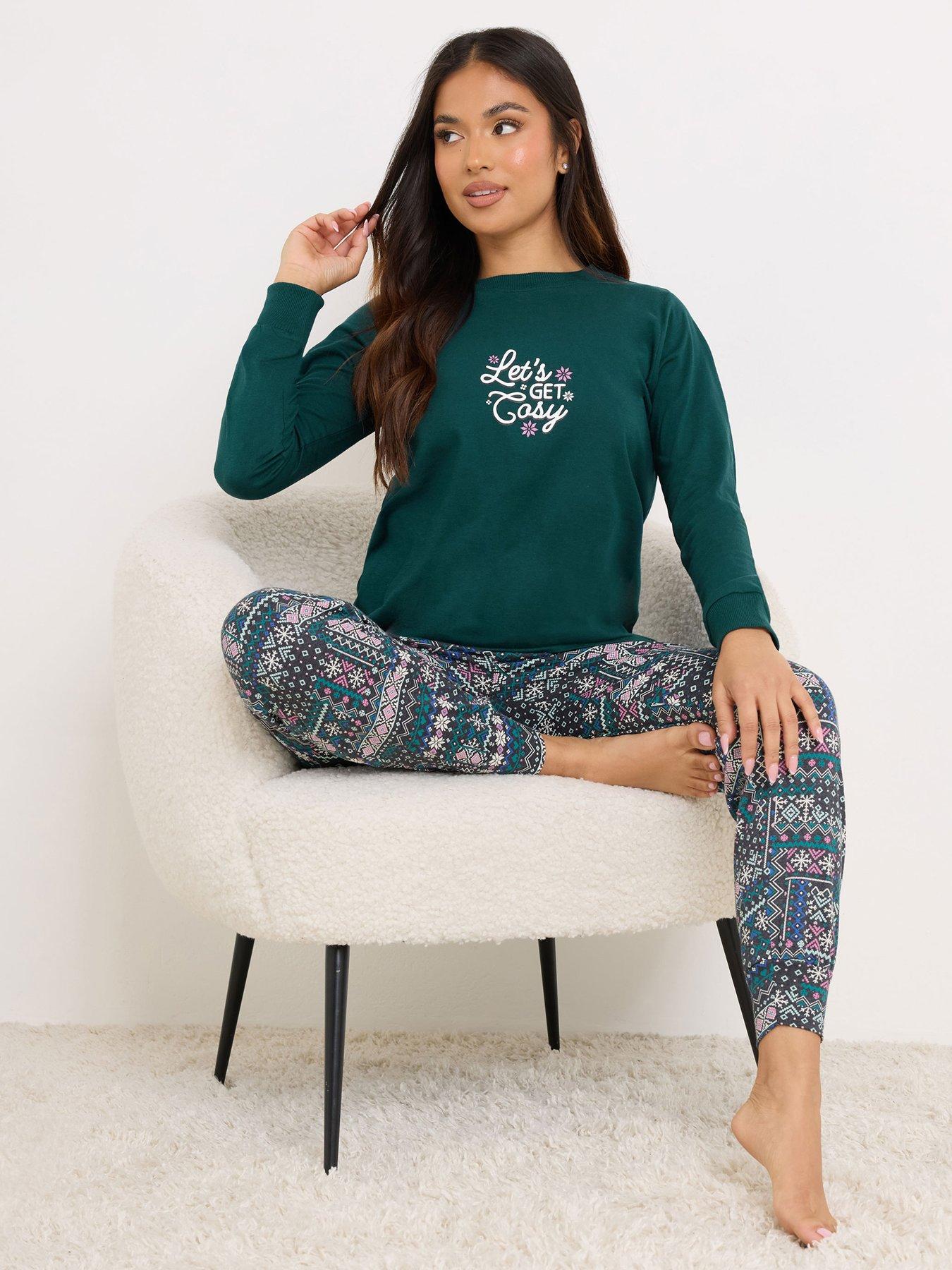  image of pixiegirl-petite-lets-get-cosy-pyjama-set-green