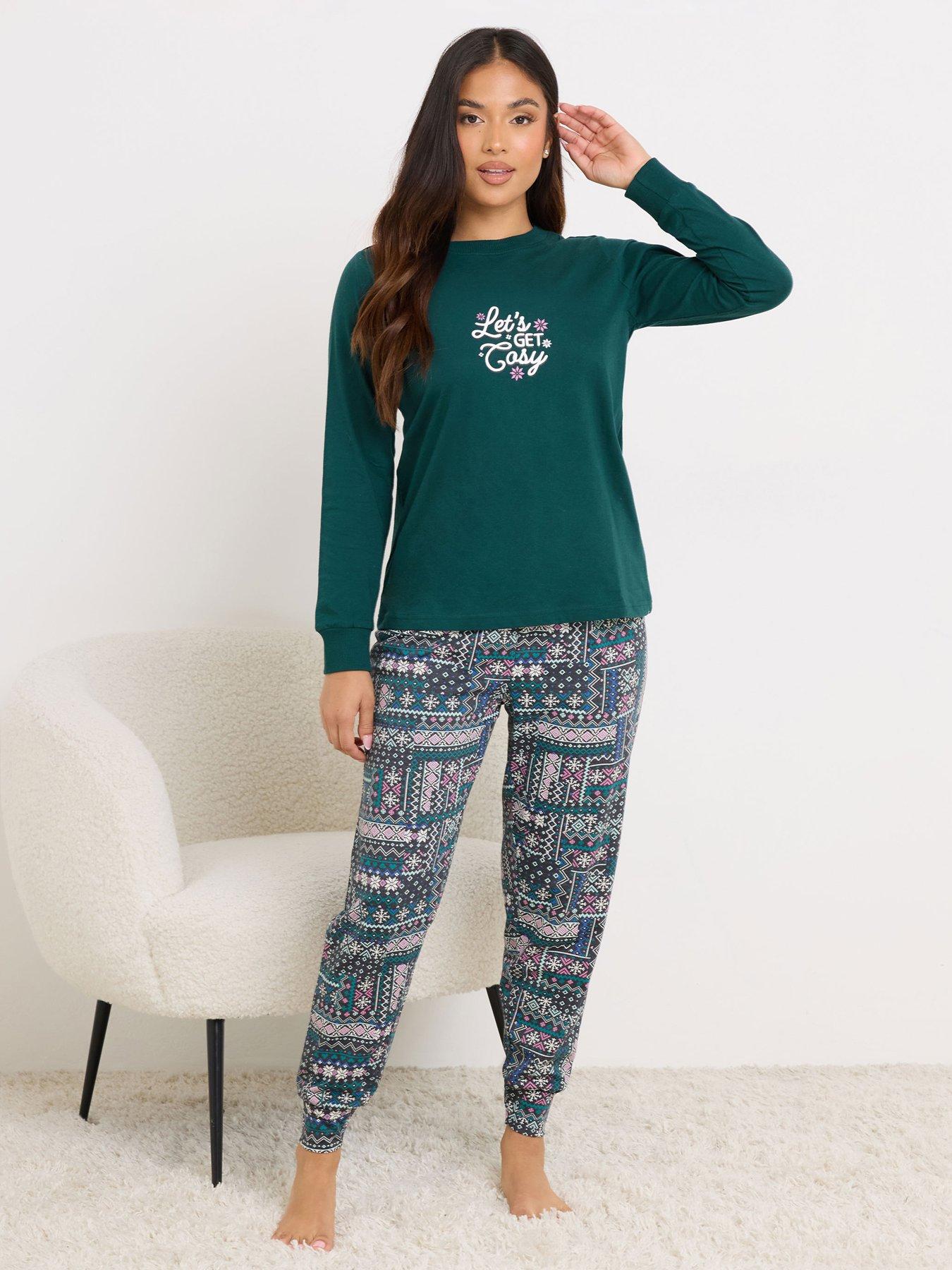  image of pixiegirl-petite-lets-get-cosy-pyjama-set-green
