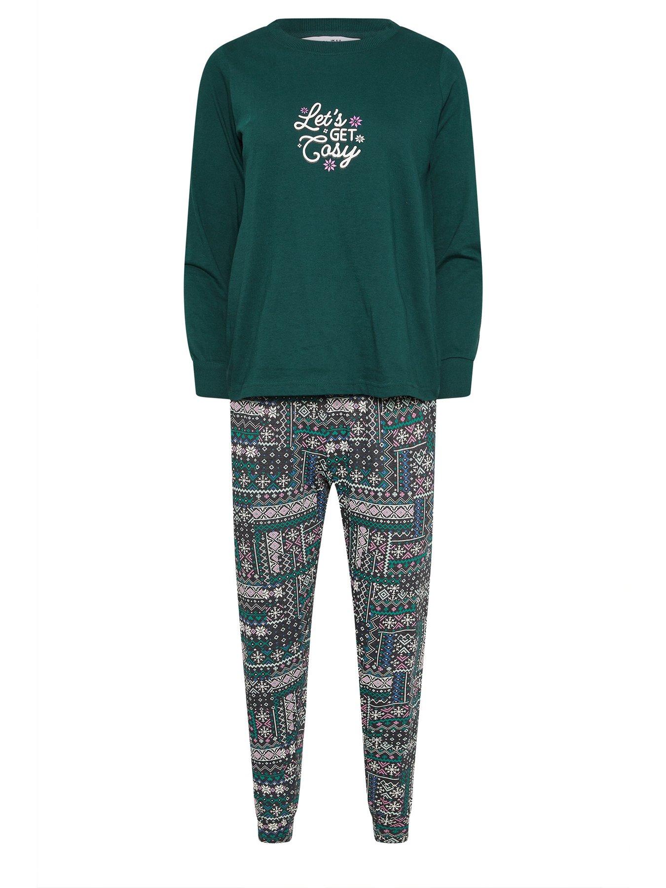  image of pixiegirl-petite-lets-get-cosy-pyjama-set-green