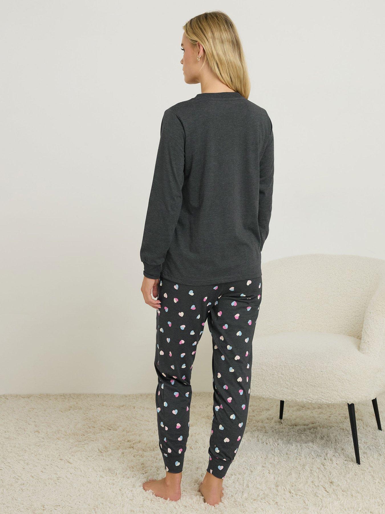  image of pixiegirl-petite-half-heart-pyjama-set-grey