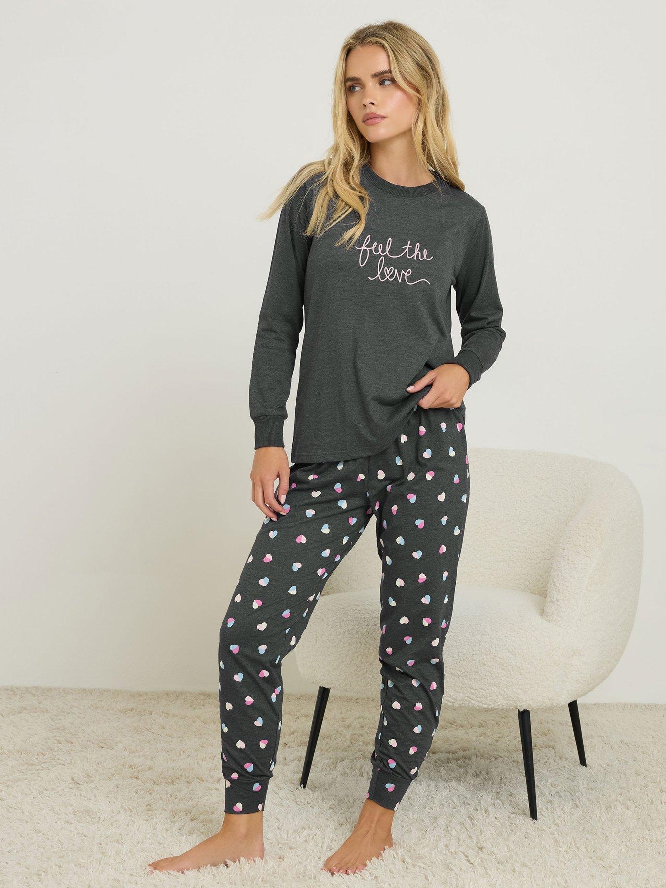  image of pixiegirl-petite-half-heart-pyjama-set-grey