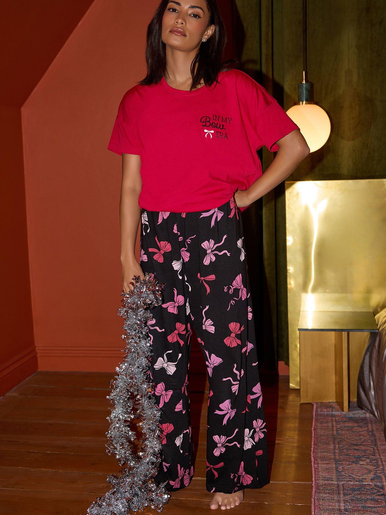  image of pixiegirl-petite-in-my-bow-era-pyjama-set-red