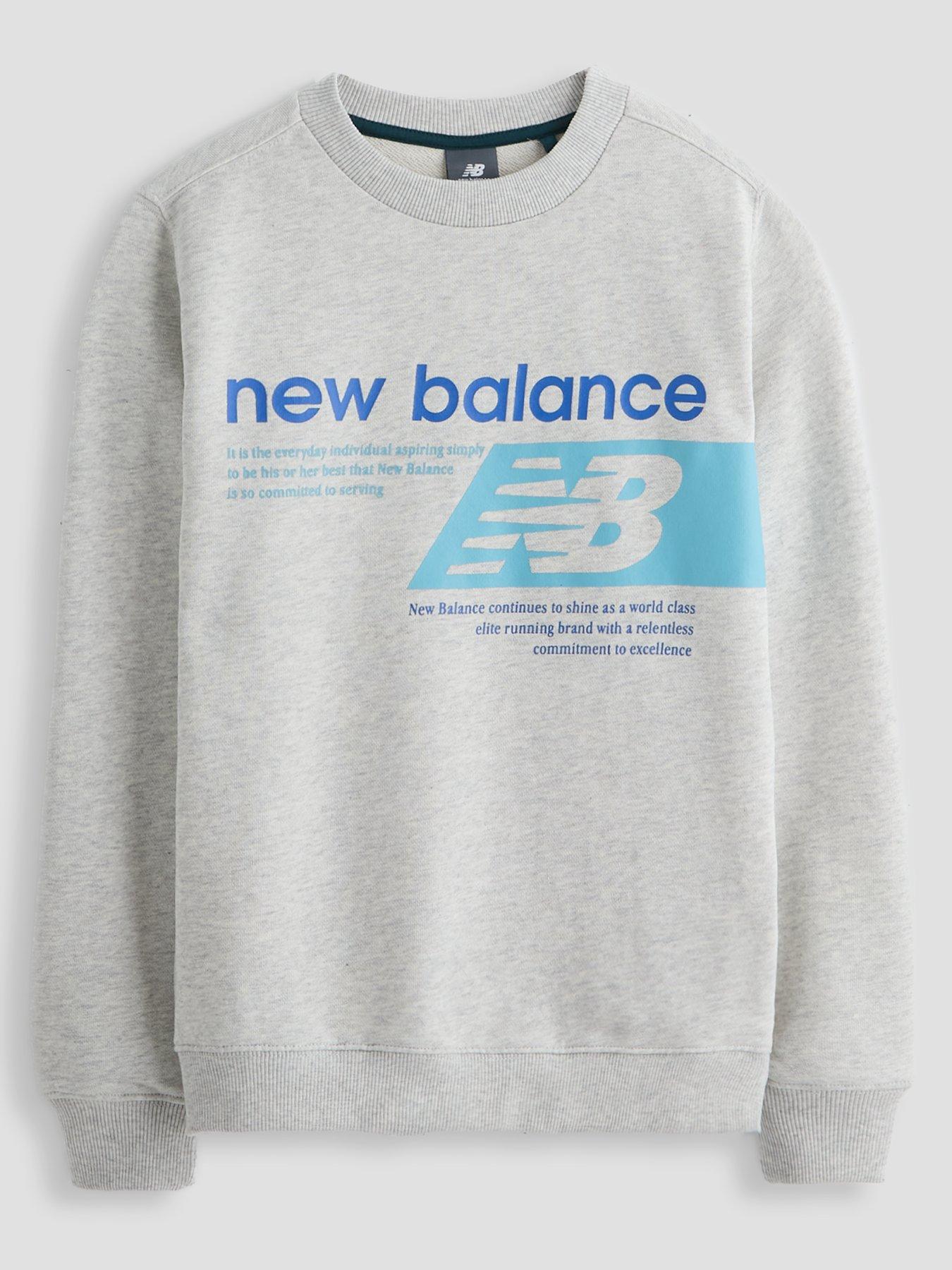 New Balance Junior Boys Players Graphic Crew Sweatshirt - Grey