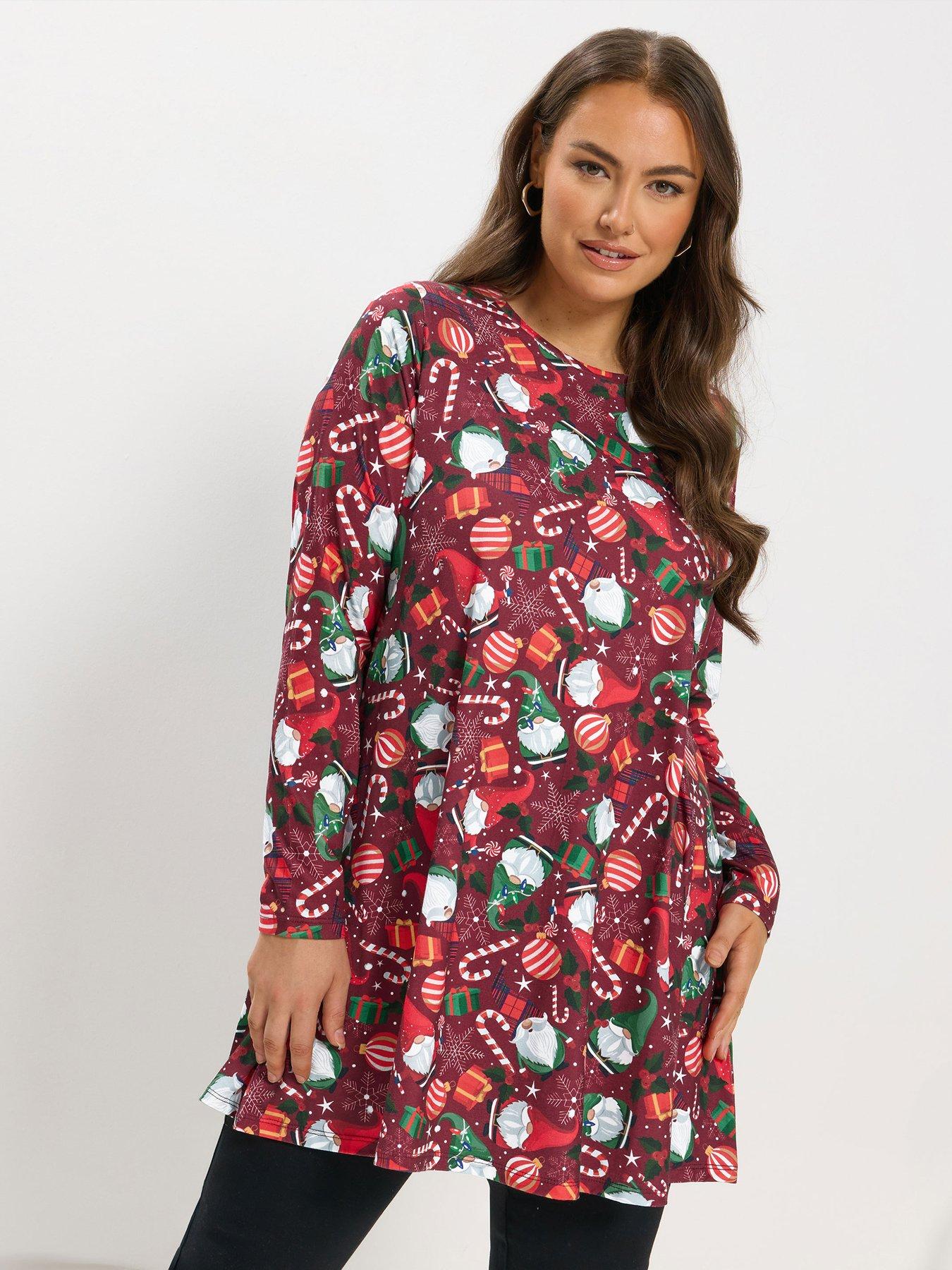 Yours Curve Novelty Swing Gonk Tunic Top - Red