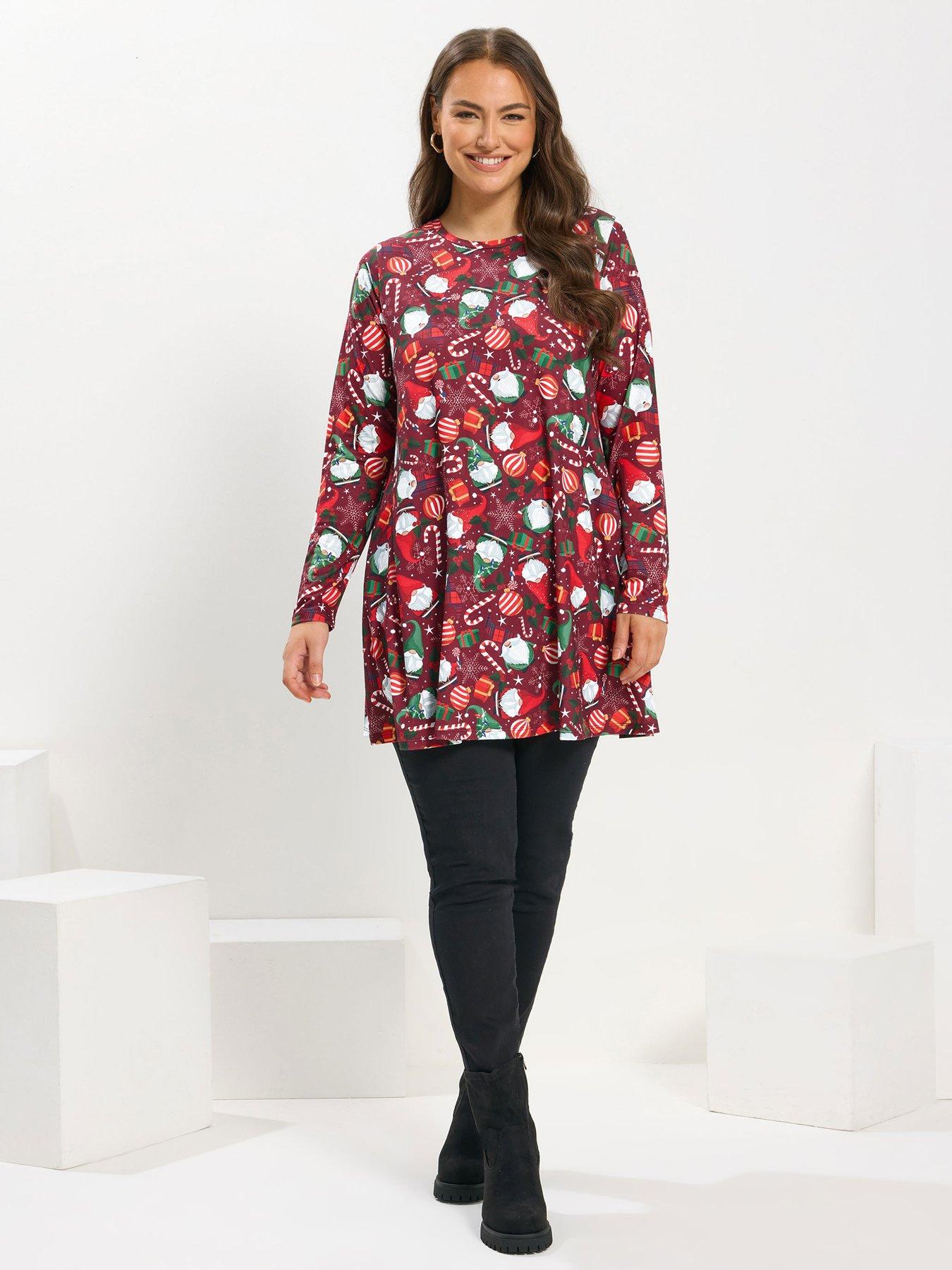 Image 3 of 4 of Yours Curve Novelty Swing Gonk Tunic Top - Red
