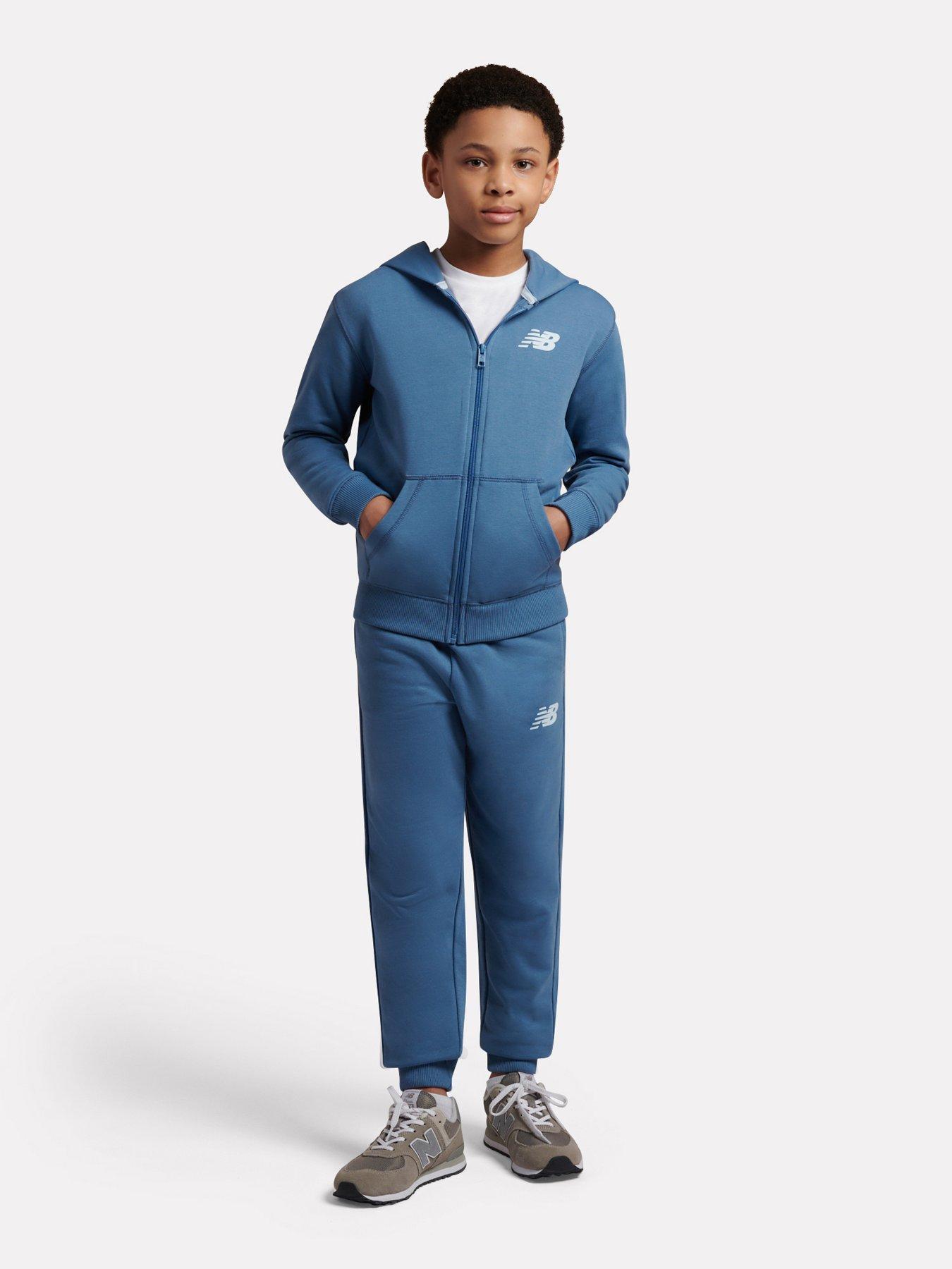 New Balance Junior Unisex Full Zip Hoodie  &  Jogger Set - Blue